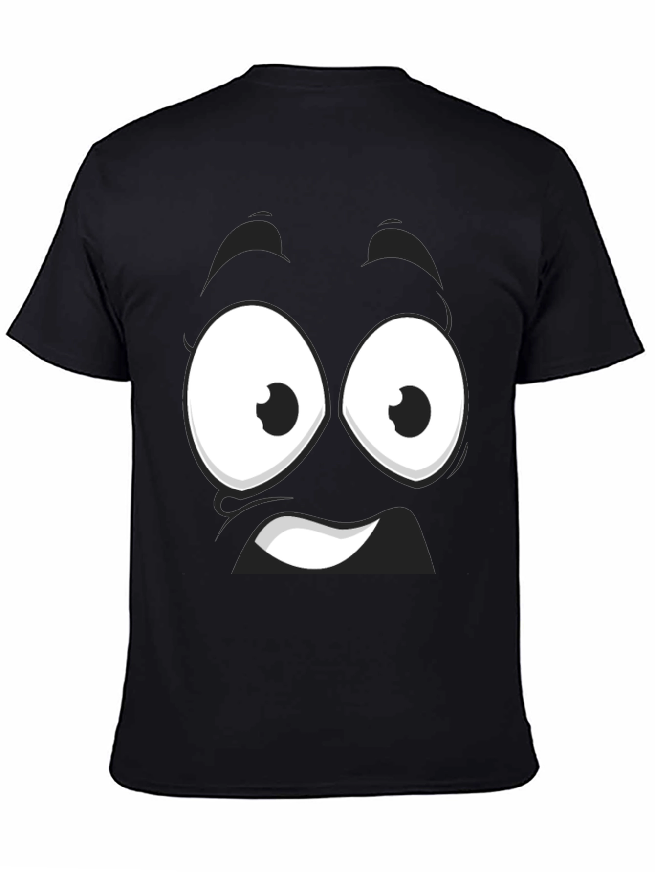 Black Funny Cartoon Face Black T-Shirt view 4