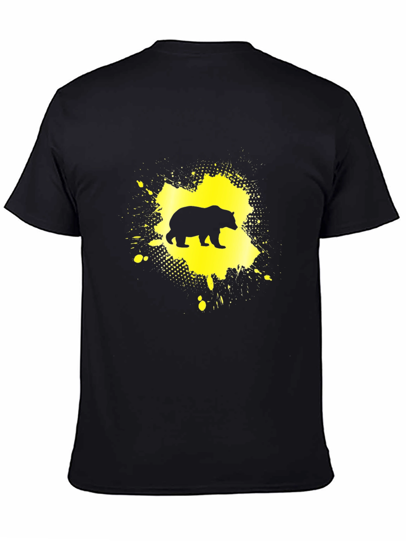 Black Bear Silhouette Graphic Tee - Black Cotton Blend Shirt view 4