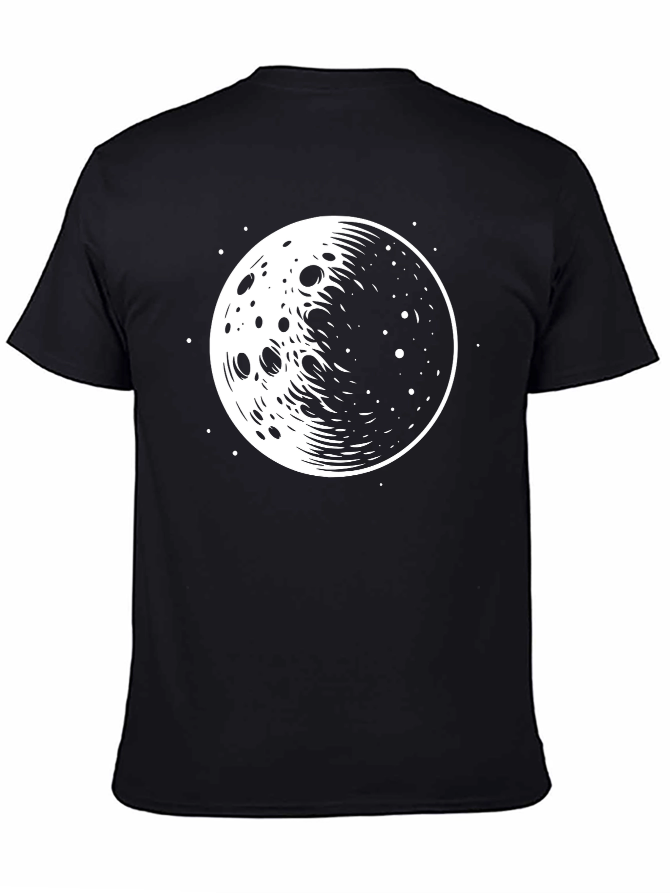 Black Lunar Graphic T-Shirt - Black Cotton Tee view 4