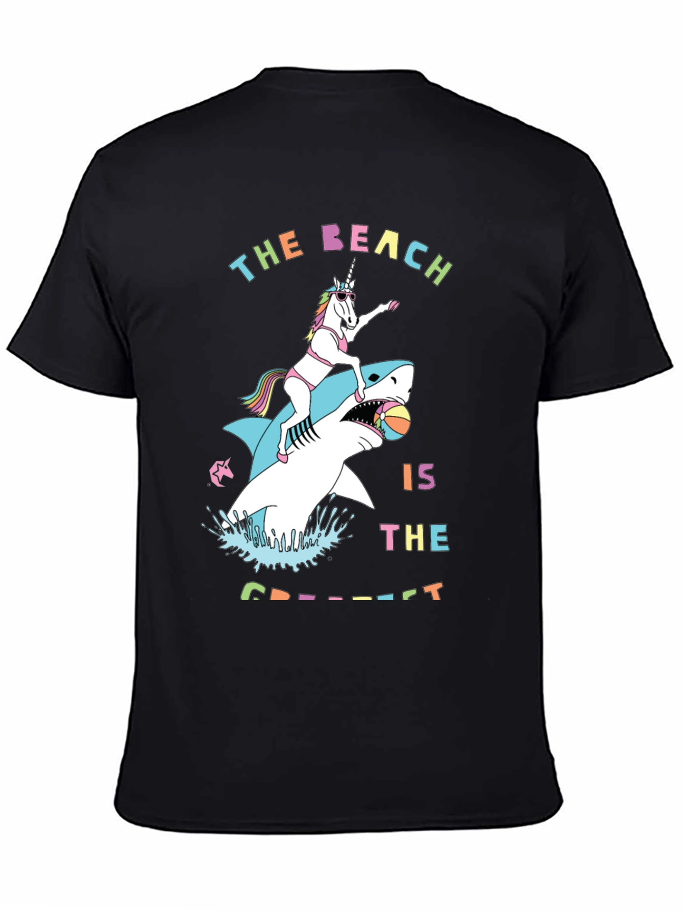 Black Unicorn Shark T-Shirt - The Beach is The Greatest view 4