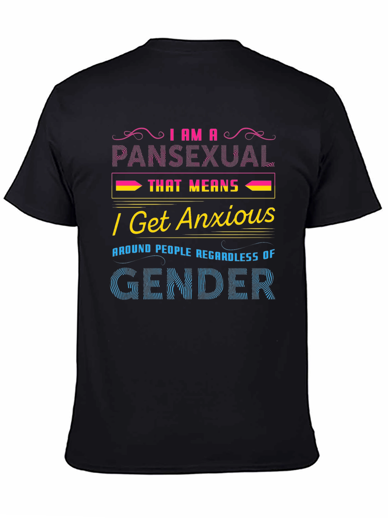 Black Pansexual Anxious T-Shirt view 4