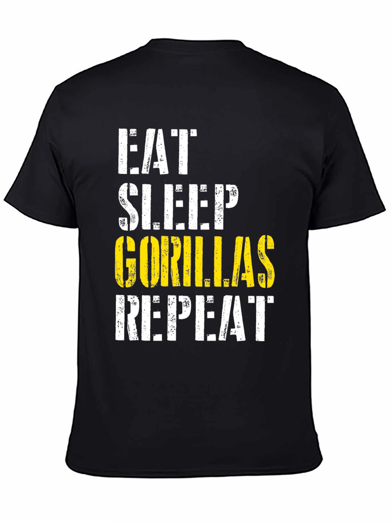 Black Eat Sleep Gorillas Repeat Black Graphic Tee view 4