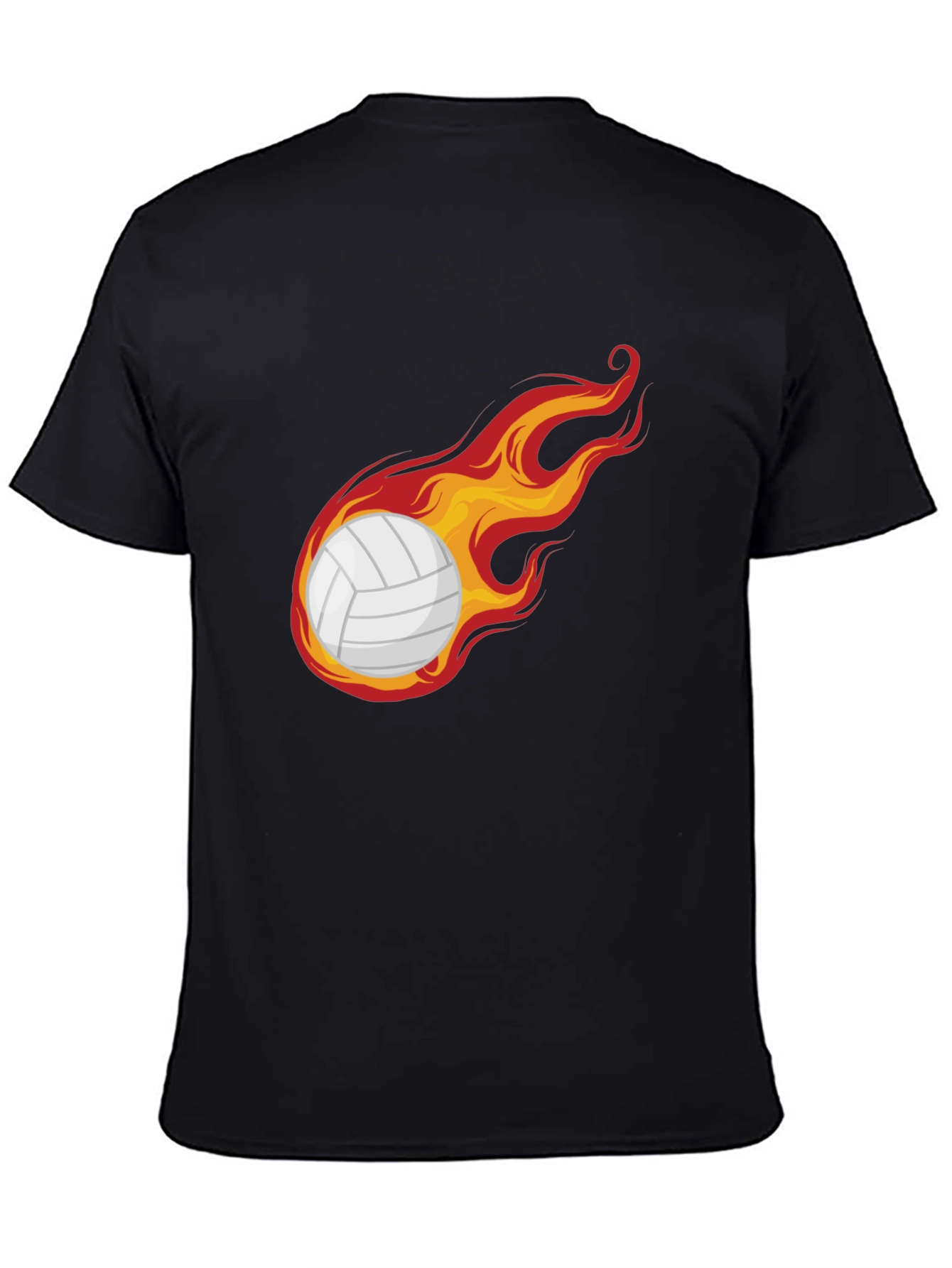 Black Flaming Volleyball Graphic Tee - Unique Design view 4