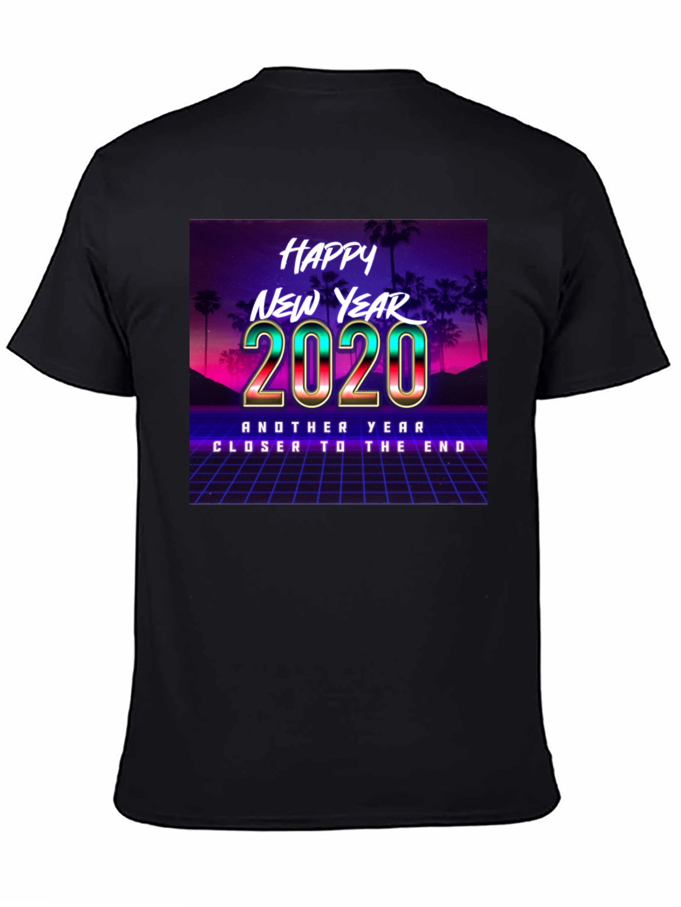 Black Happy New Year 2020 Retro T-Shirt view 4