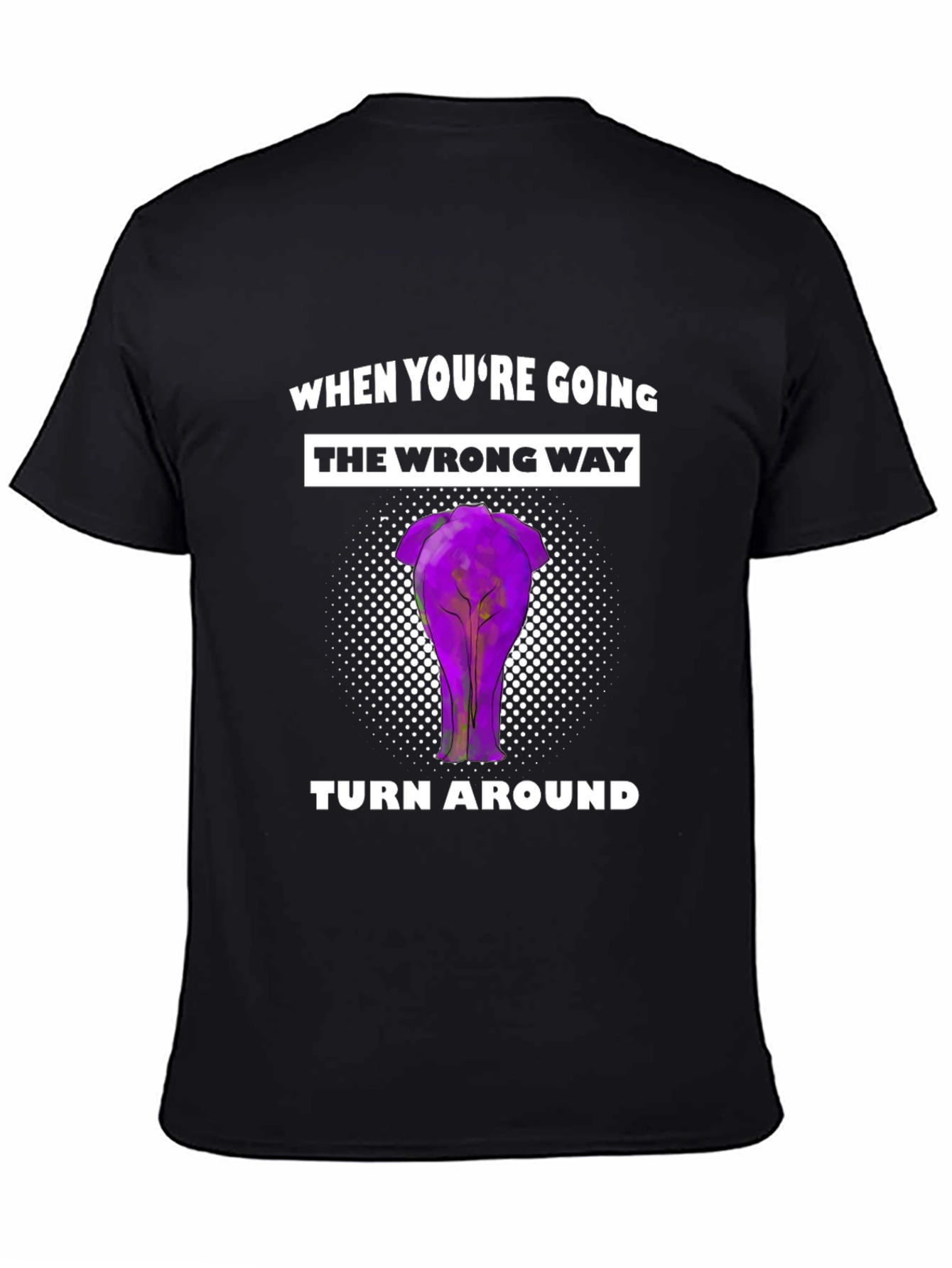 Black Funny Elephant Backside T-Shirt - Turn Around view 4