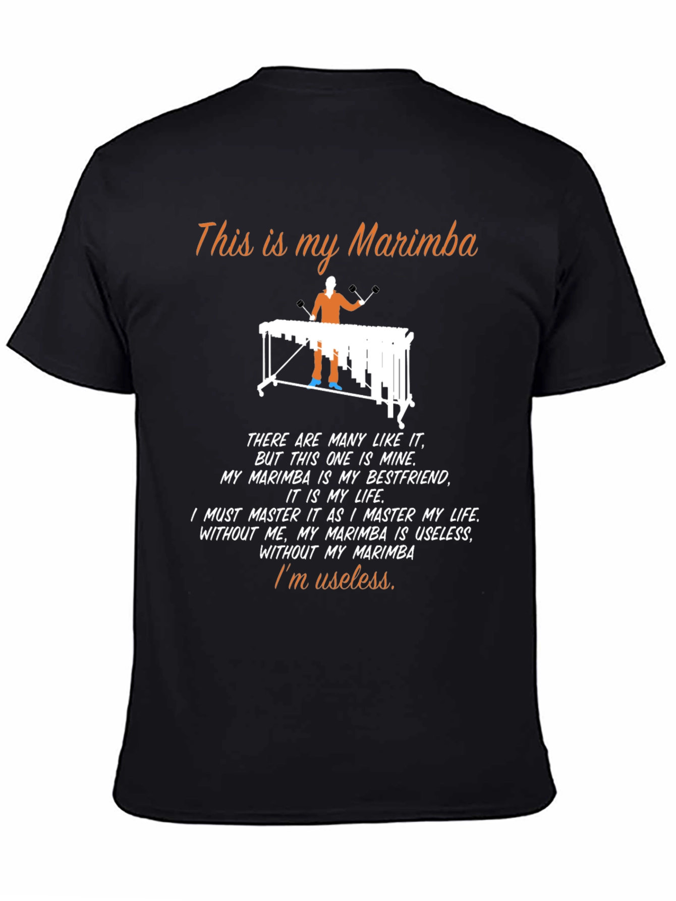 Black Marimba Lover's T-Shirt: My Marimba, My Life view 4