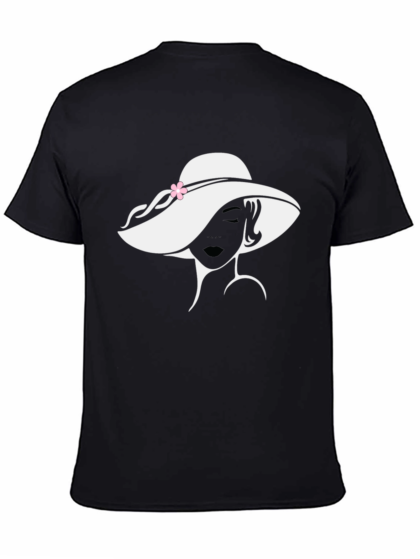 Black Elegant Woman Hat Graphic T-Shirt - Classic Black Tee view 4