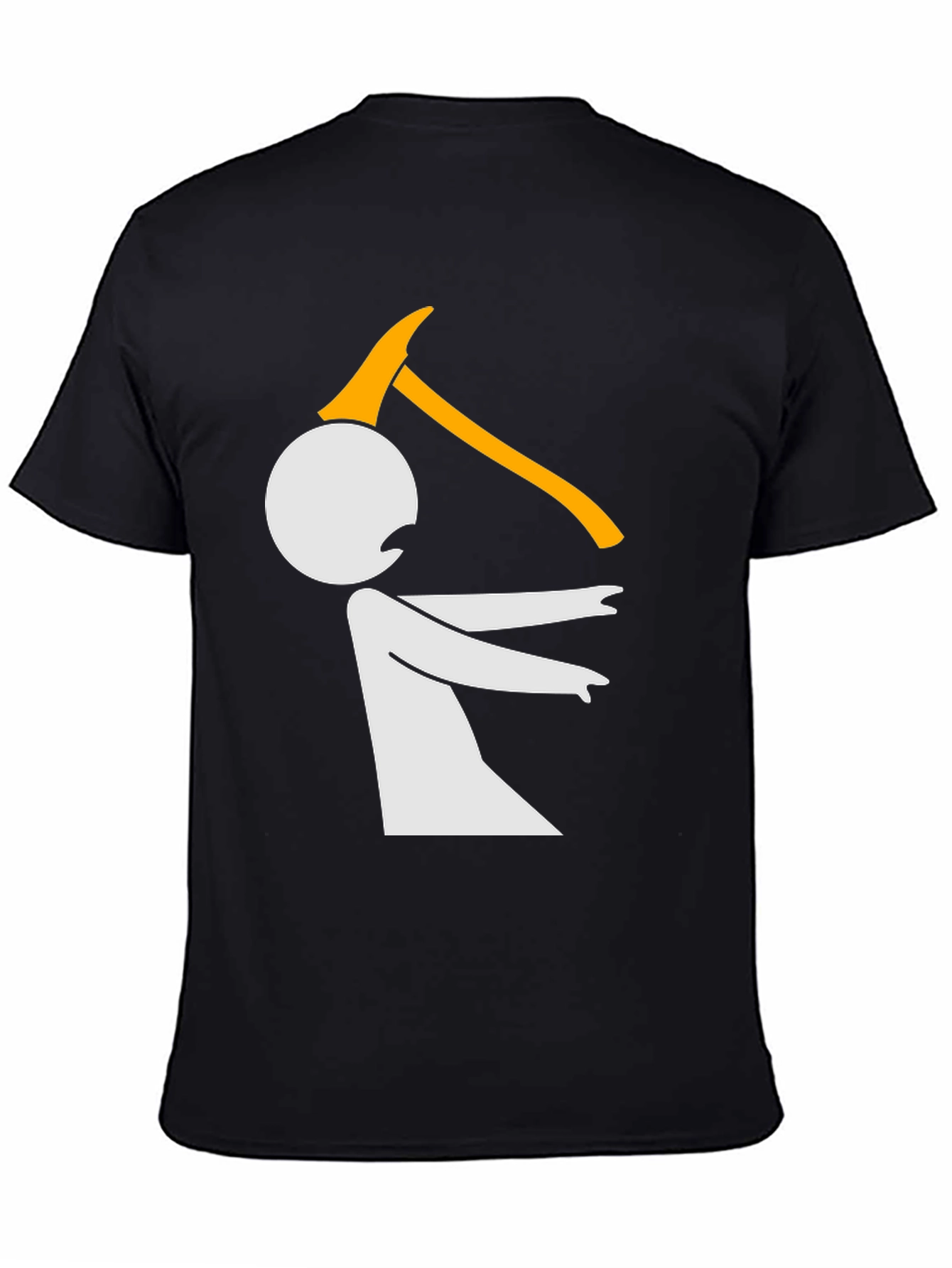 Black Funny Graphic Tee - Stick Figure Axe Humor T-Shirt view 4