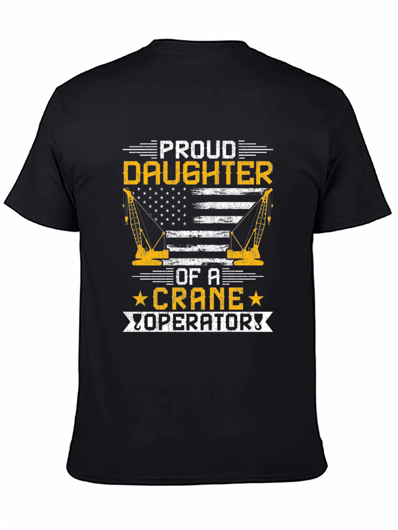 Black Proud Daughter Crane Operator T-Shirt view 4