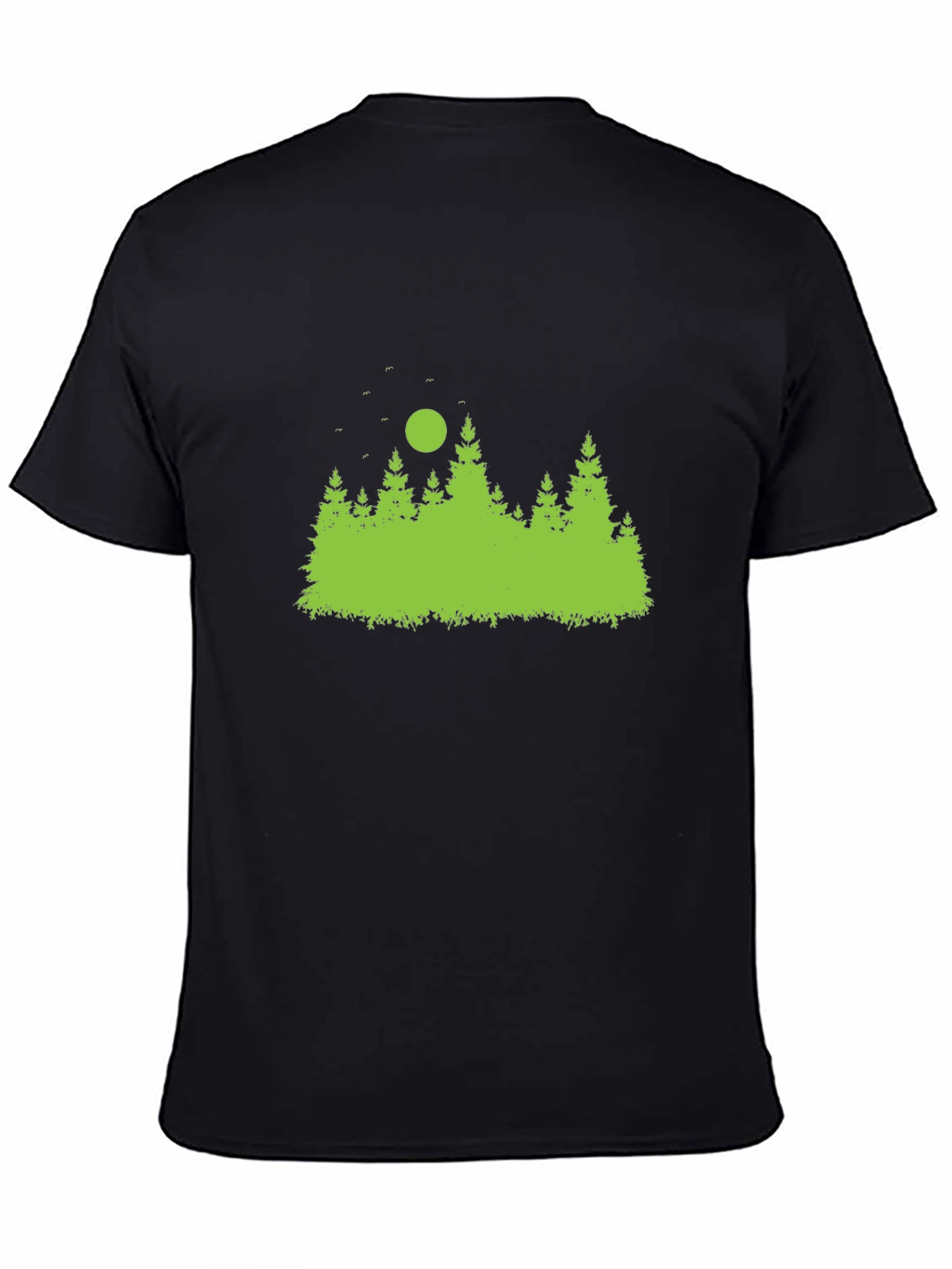 Black Green Forest Print Black T-Shirt view 4
