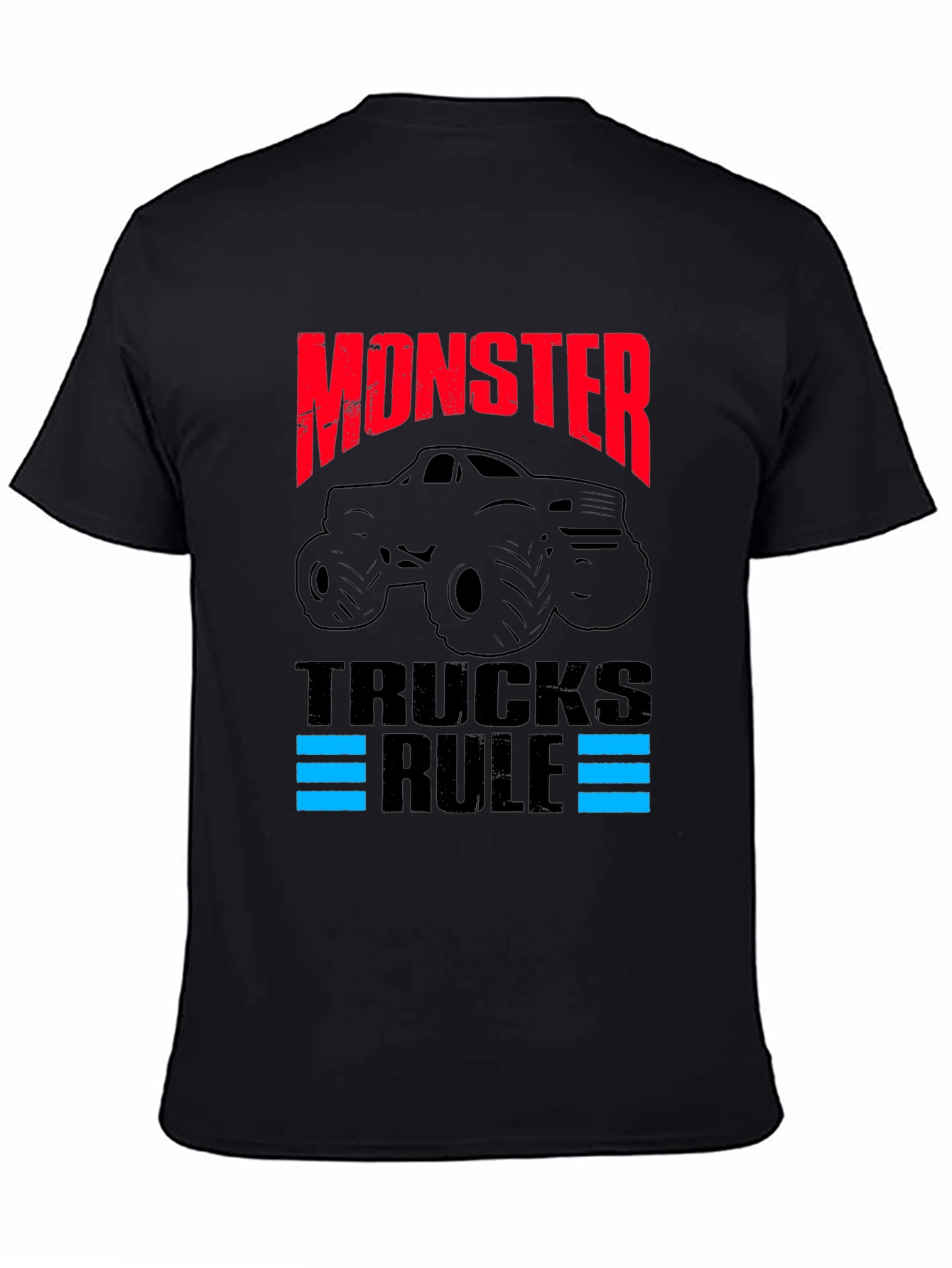 Black Monster Trucks Rule Graphic T-Shirt view 4