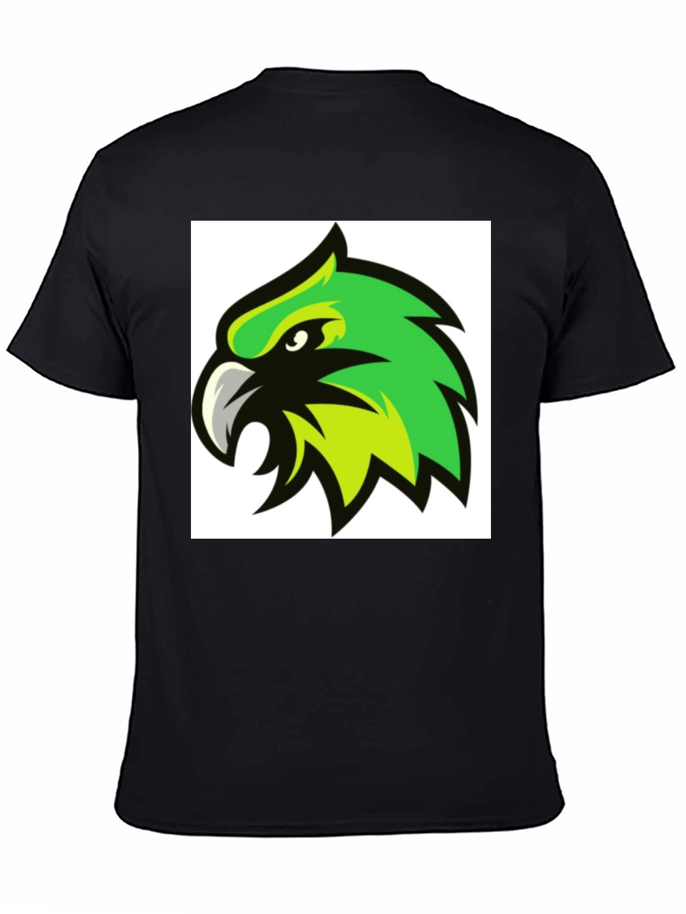 Black Bold Black T-Shirt with Green Hawk Graphic view 4