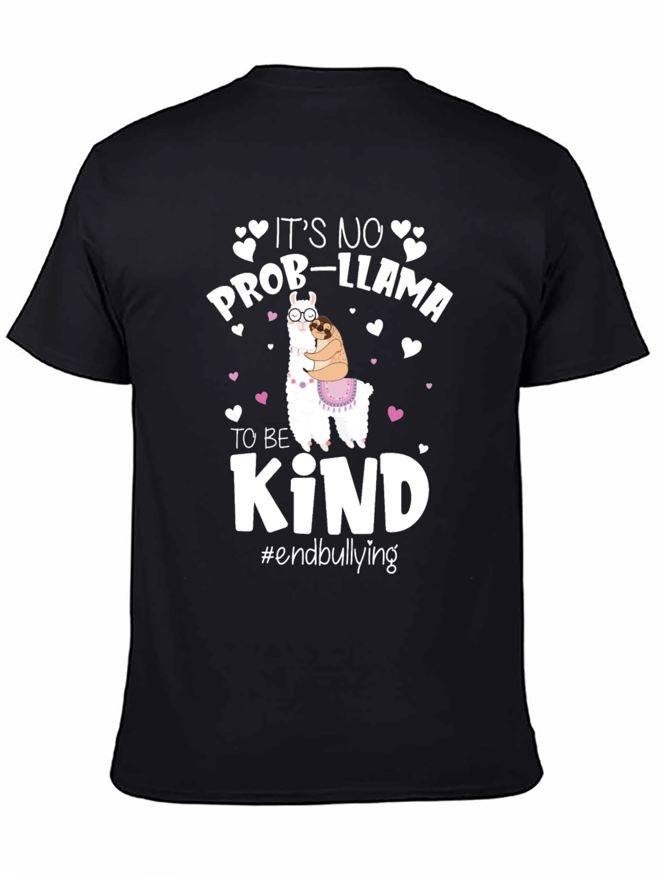 Black It's No Prob-llama To Be Kind T-Shirt view 4