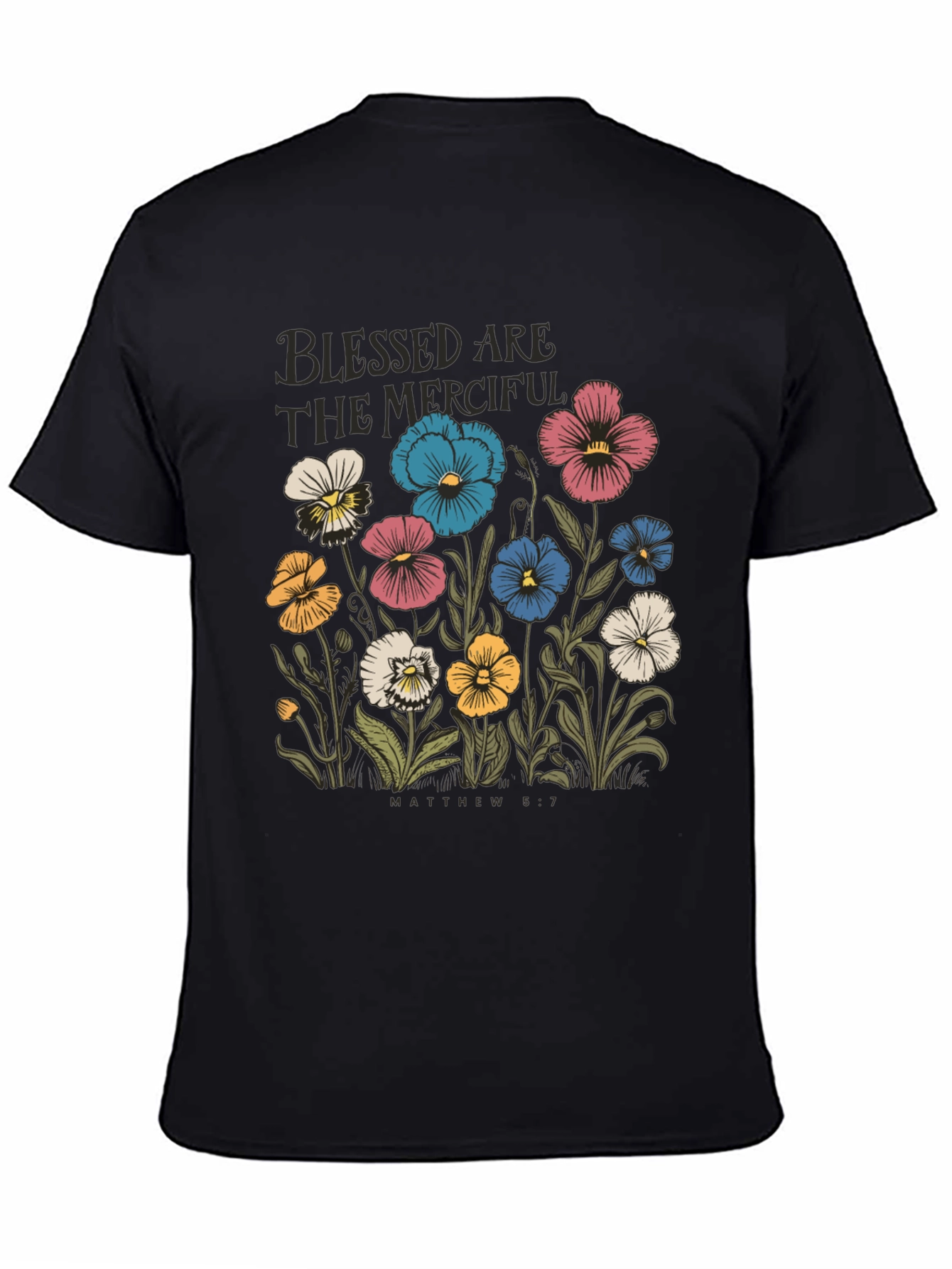 Black Blessed Are The Merciful Floral Tee view 4