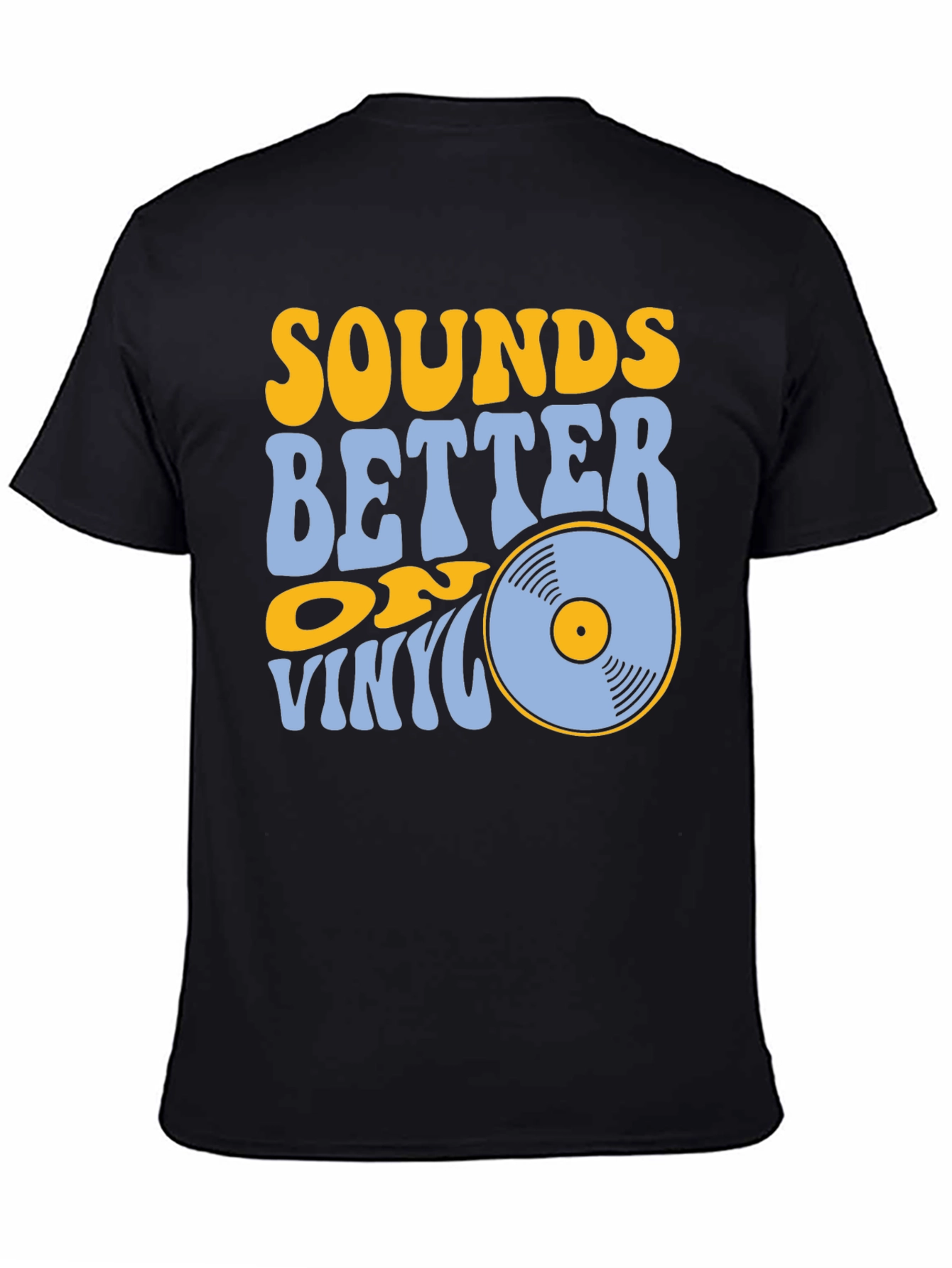 Black Sounds Better on Vinyl Black T-Shirt view 4