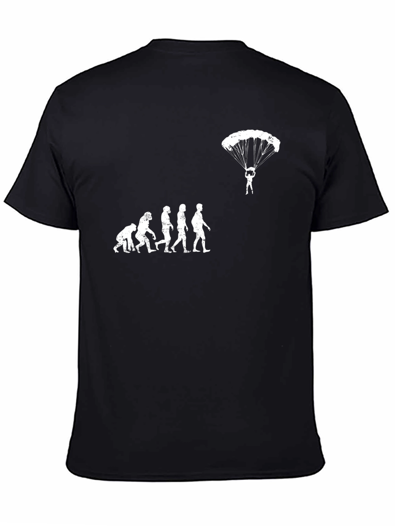 Black Evolution of Man Parachute T-Shirt view 4
