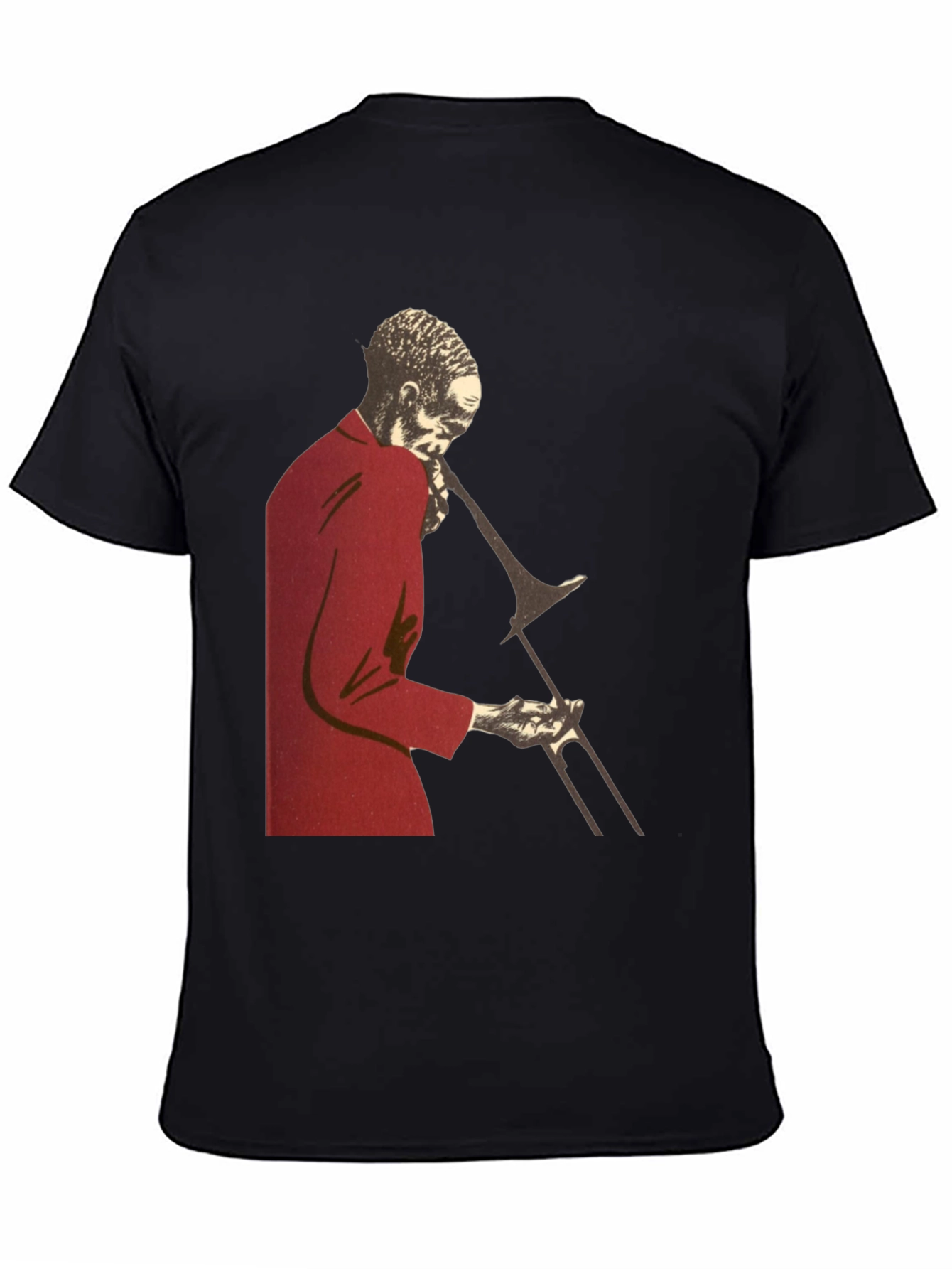 Black Jazz Trombone Player T-Shirt - Black view 4