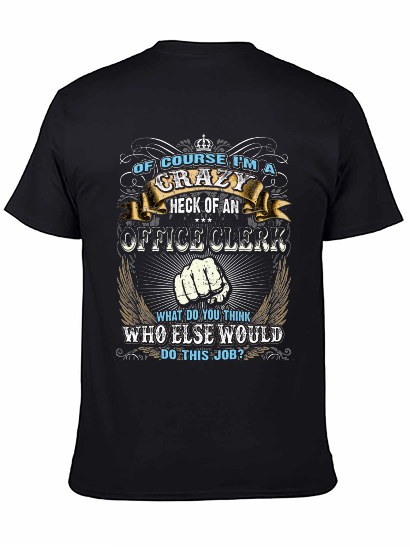 Black Crazy Office Clerk T-Shirt view 4