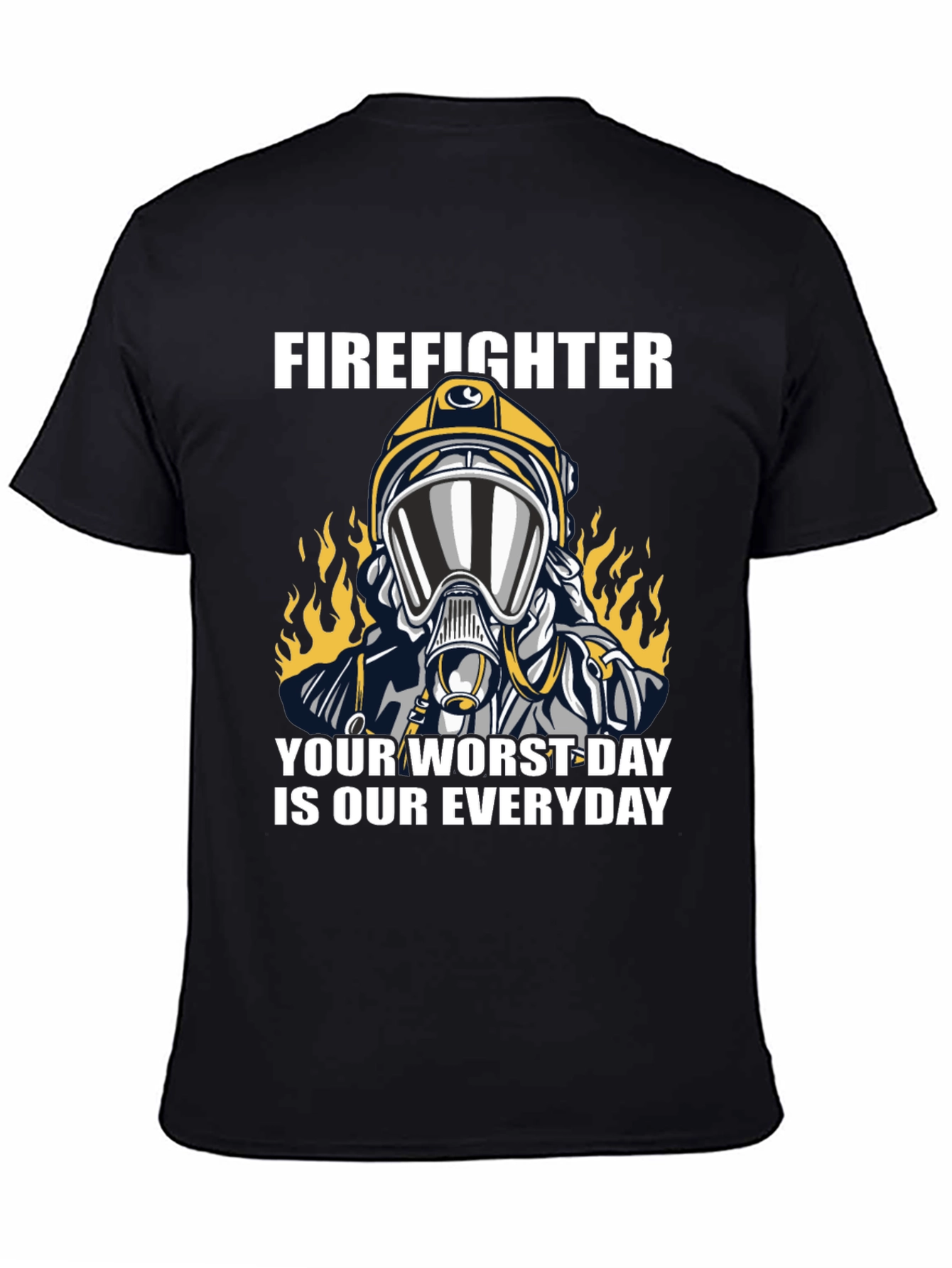 Black Firefighter T-Shirt - Your Worst Day view 4