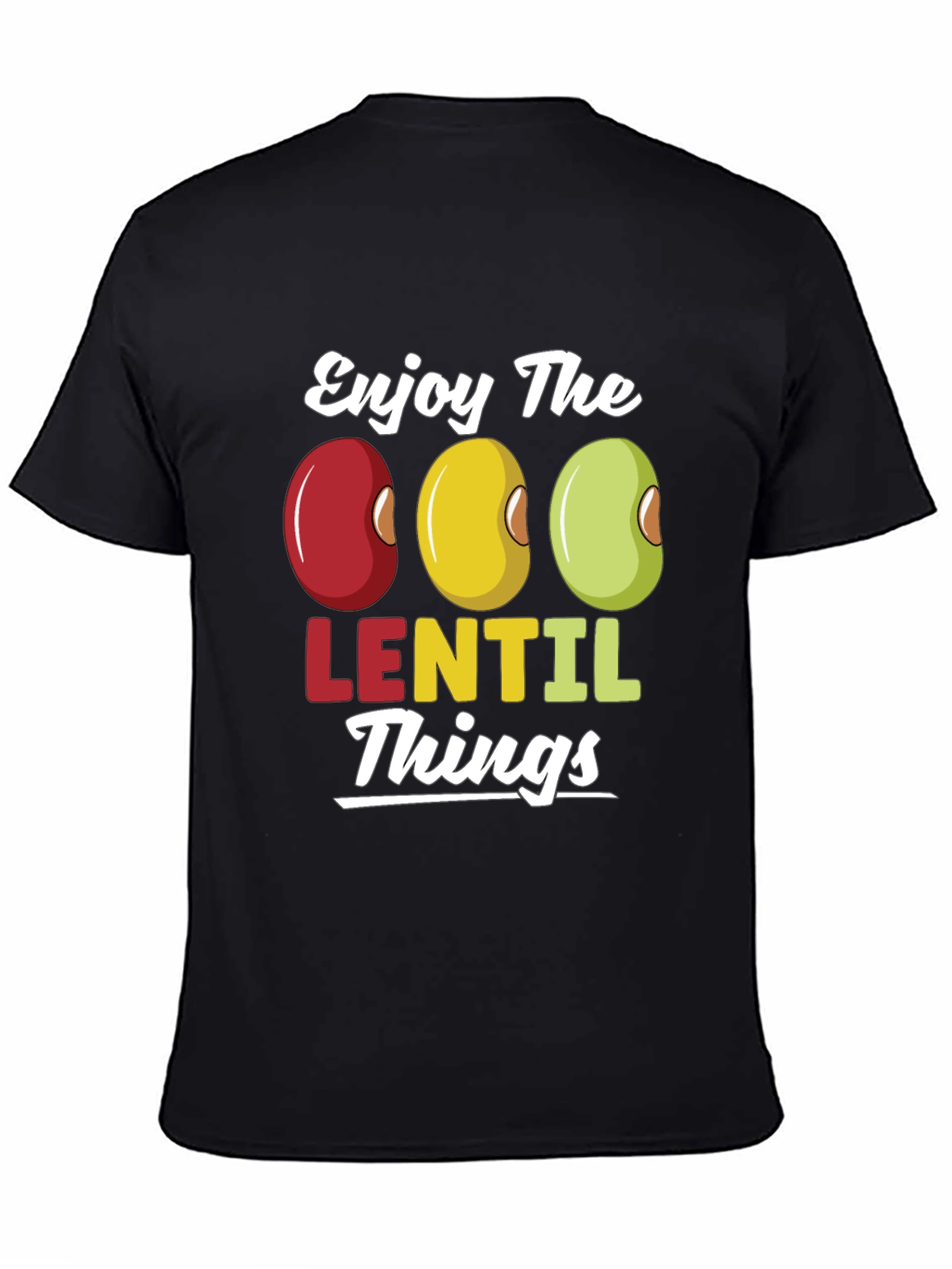 Black Enjoy Lentil Things T-Shirt - Funny Foodie Tee view 4