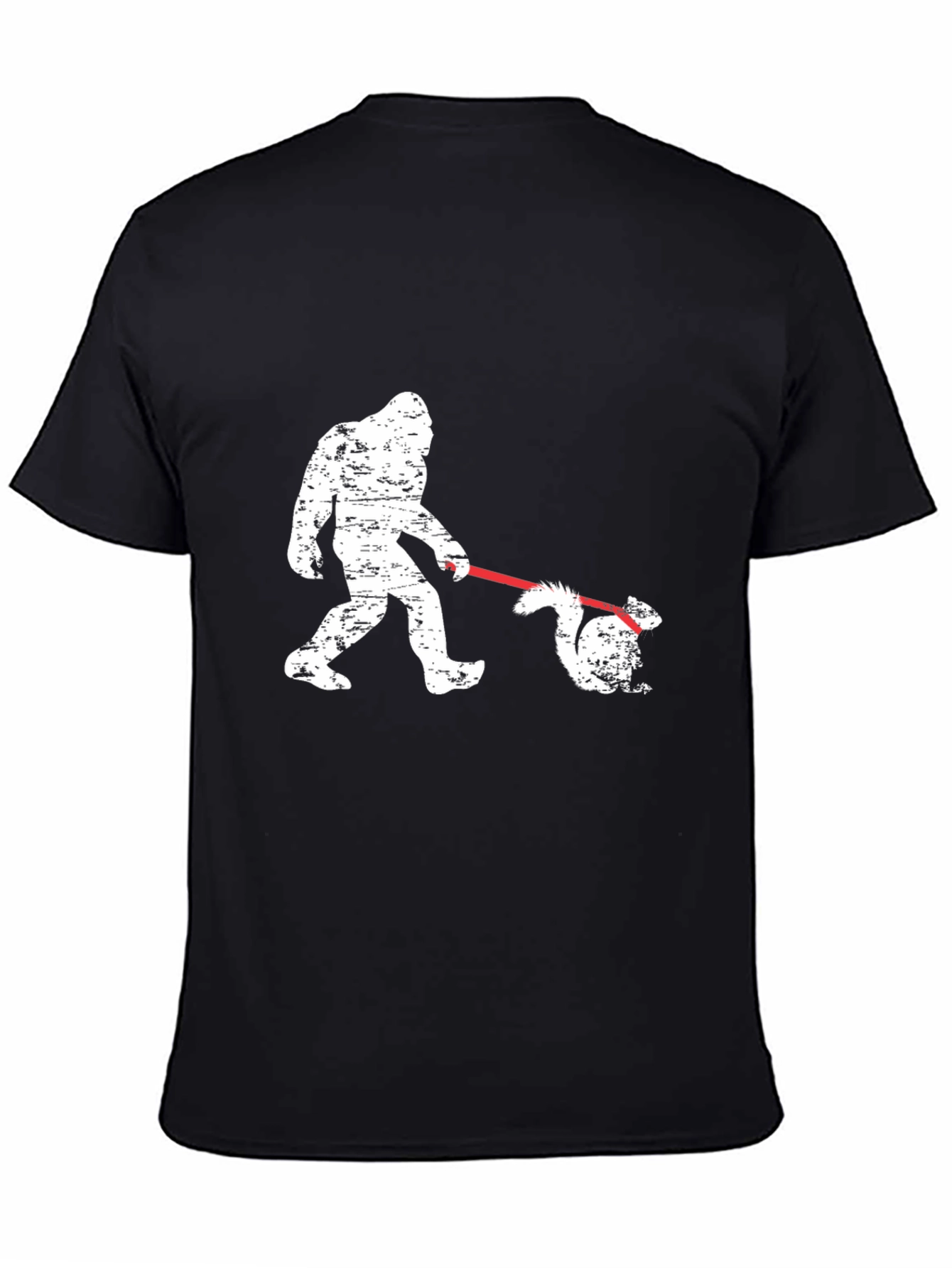 Black Bigfoot Walking Squirrel T-Shirt - Funny Graphic Tee view 4