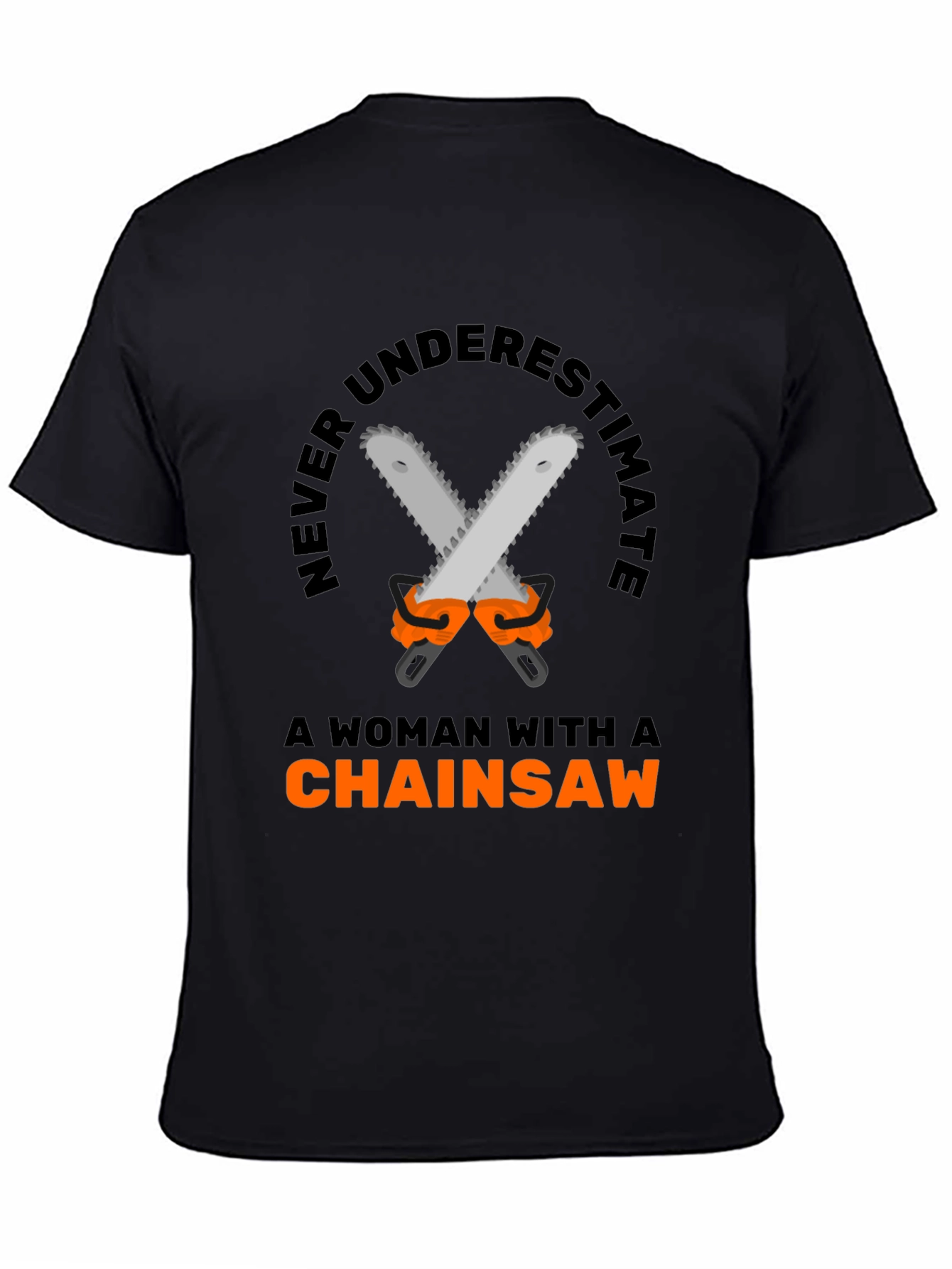 Black Woman Chainsaw T-Shirt - Funny Graphic Tee view 4