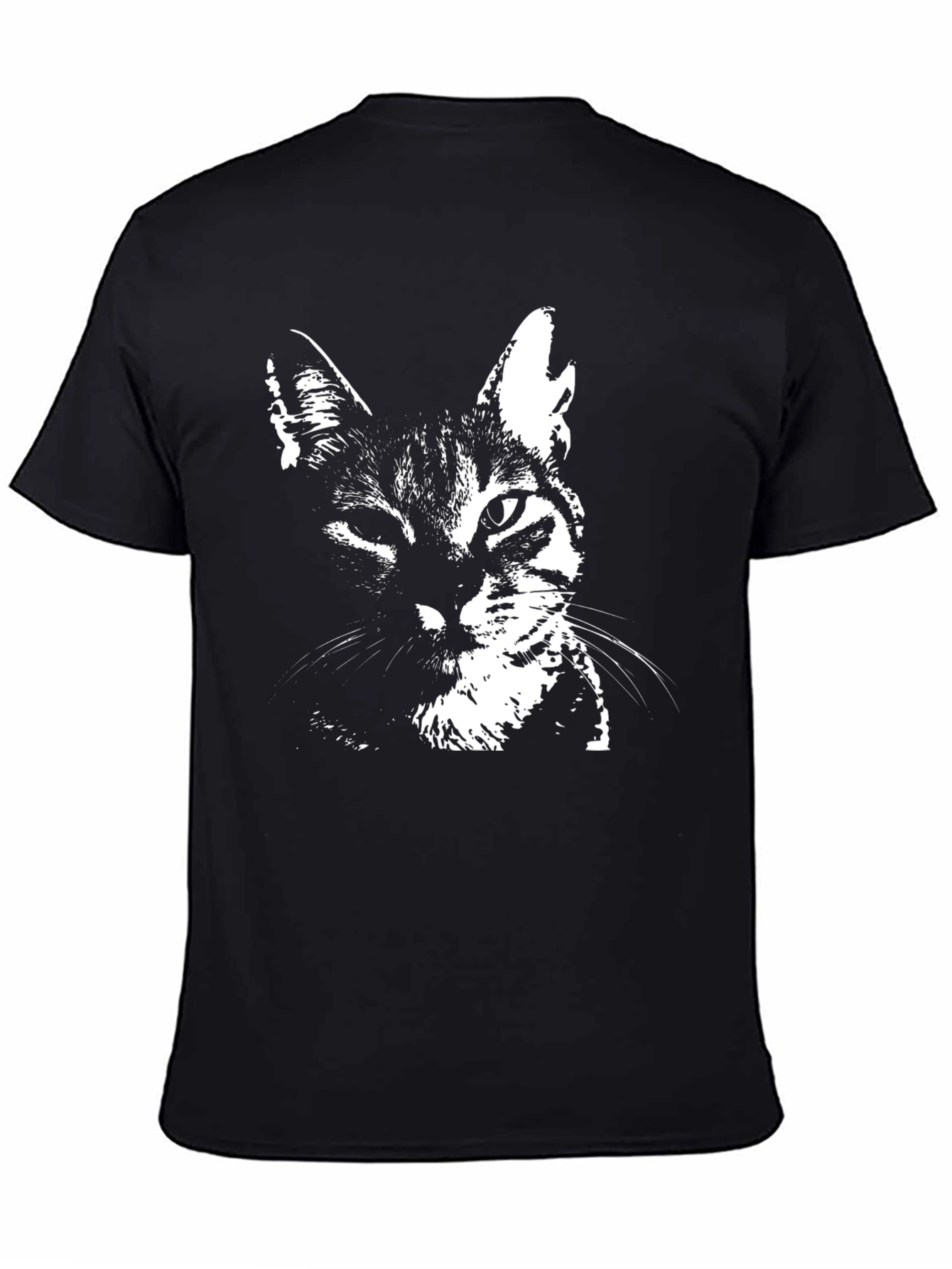 Black Cool Cat Graphic T-Shirt - Black Cotton Blend view 4