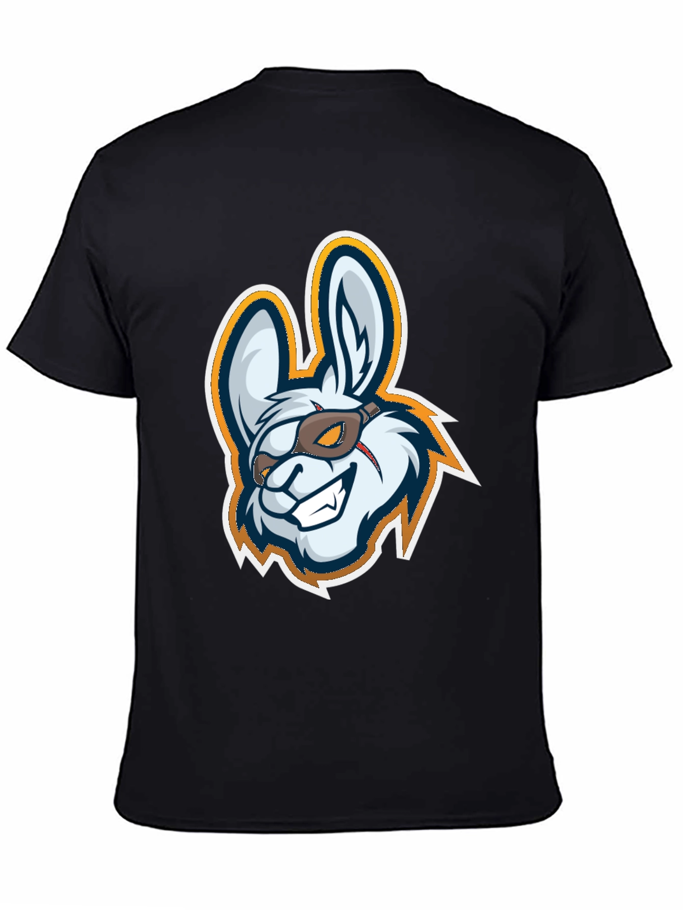 Black Cool Rabbit Mascot Graphic T-Shirt view 4