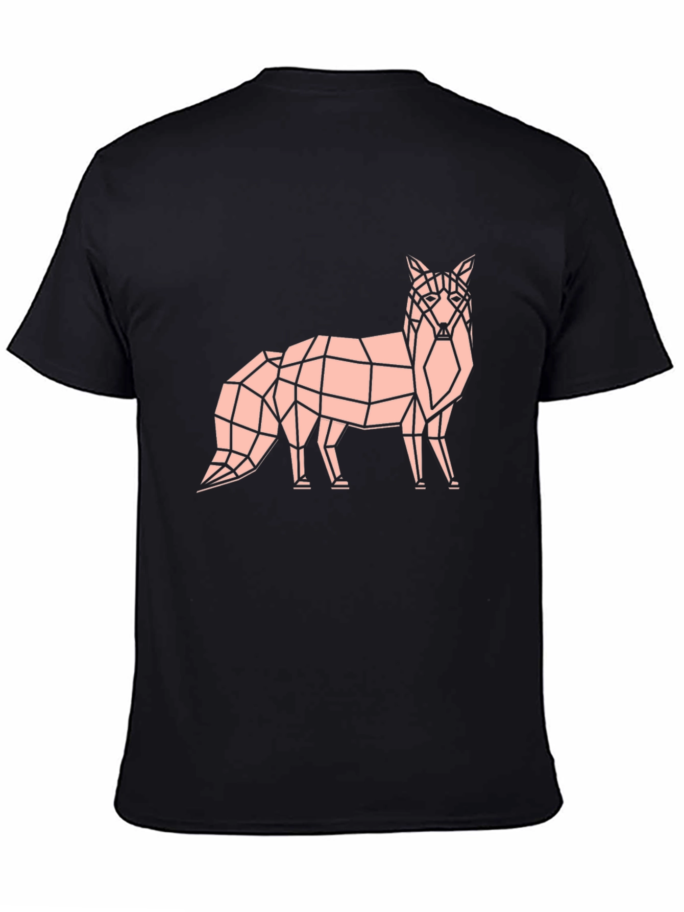 Black Geometric Fox Graphic Tee - Stylish Black T-Shirt view 4