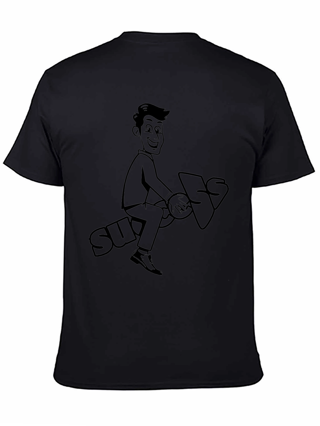 Black Cartoon Graphic Tee - Ride the Suggestion! view 4