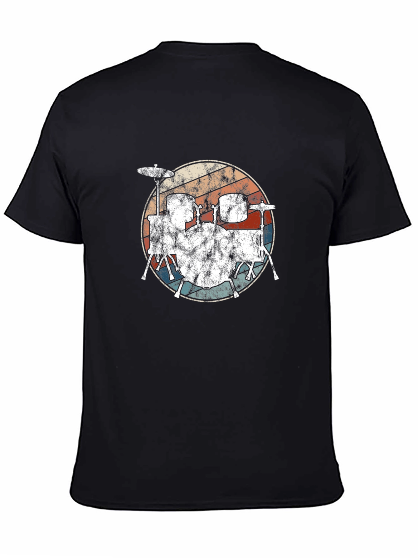 Black Vintage Drum Set Graphic Tee - Retro Style view 4