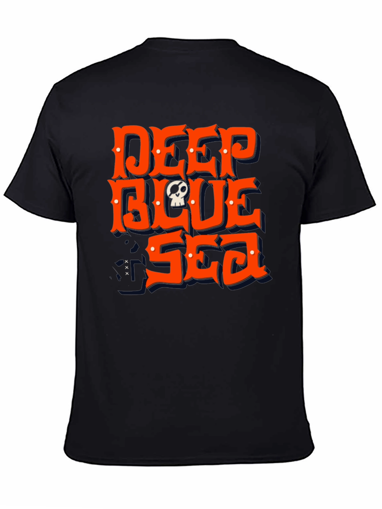 Black Deep Blue Sea Skull Graphic Tee - Men's Black T-Shirt view 4