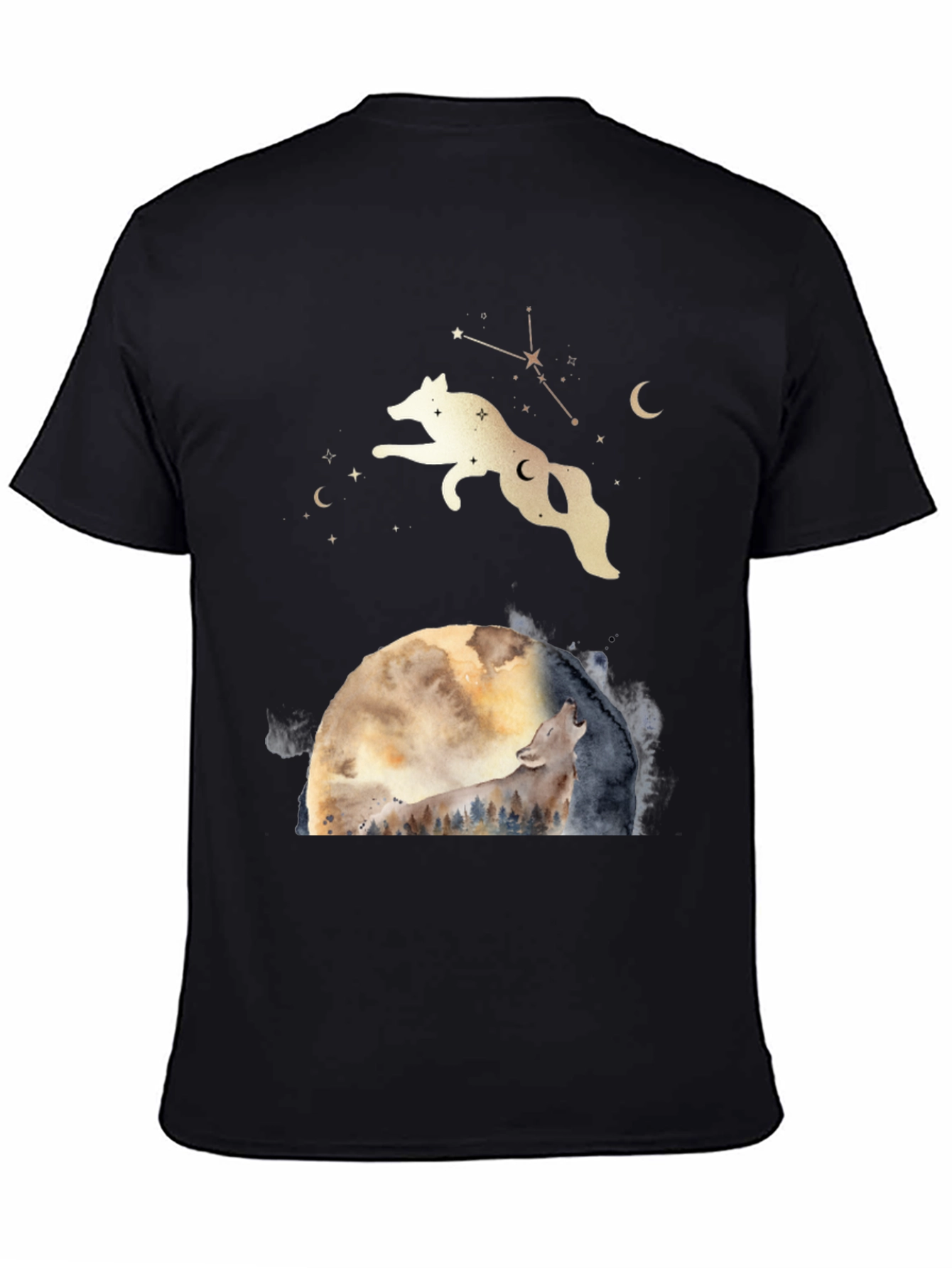 Black Wolf Moon Graphic Tee - Celestial T-Shirt view 4