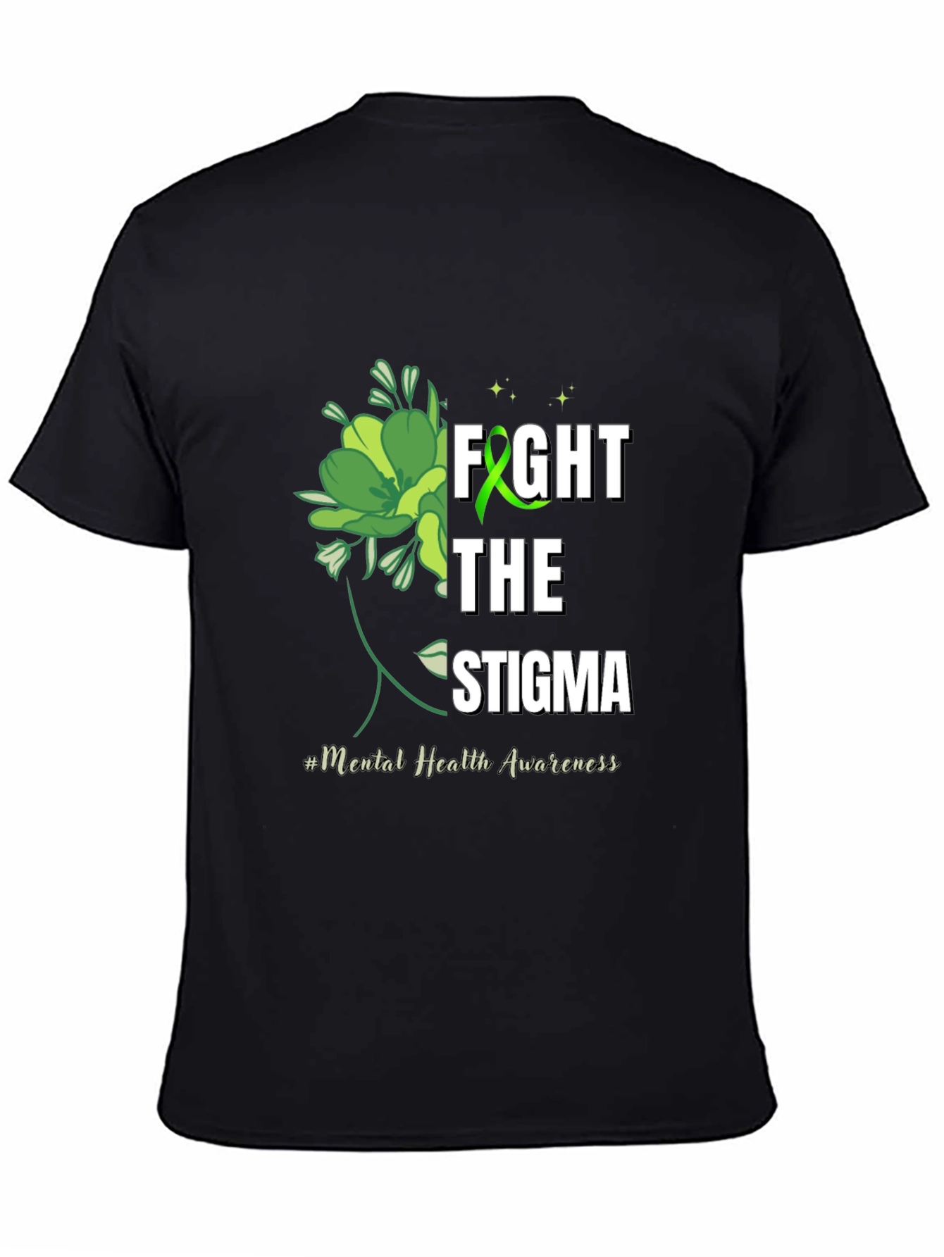Black Fight The Stigma Mental Health Awareness T-Shirt view 4