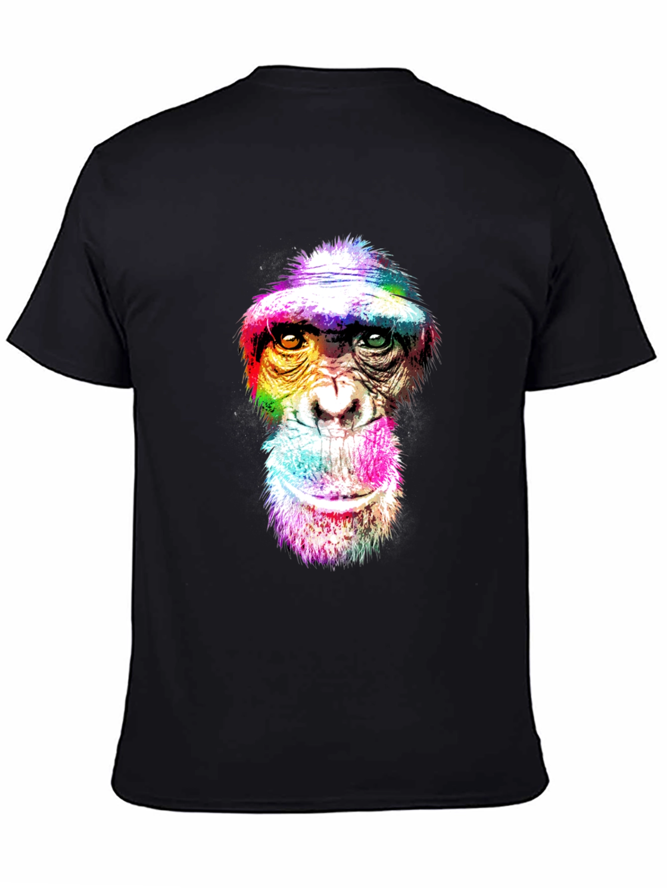 Black Rainbow Monkey Graphic Tee - Unique Animal Print Shirt view 4