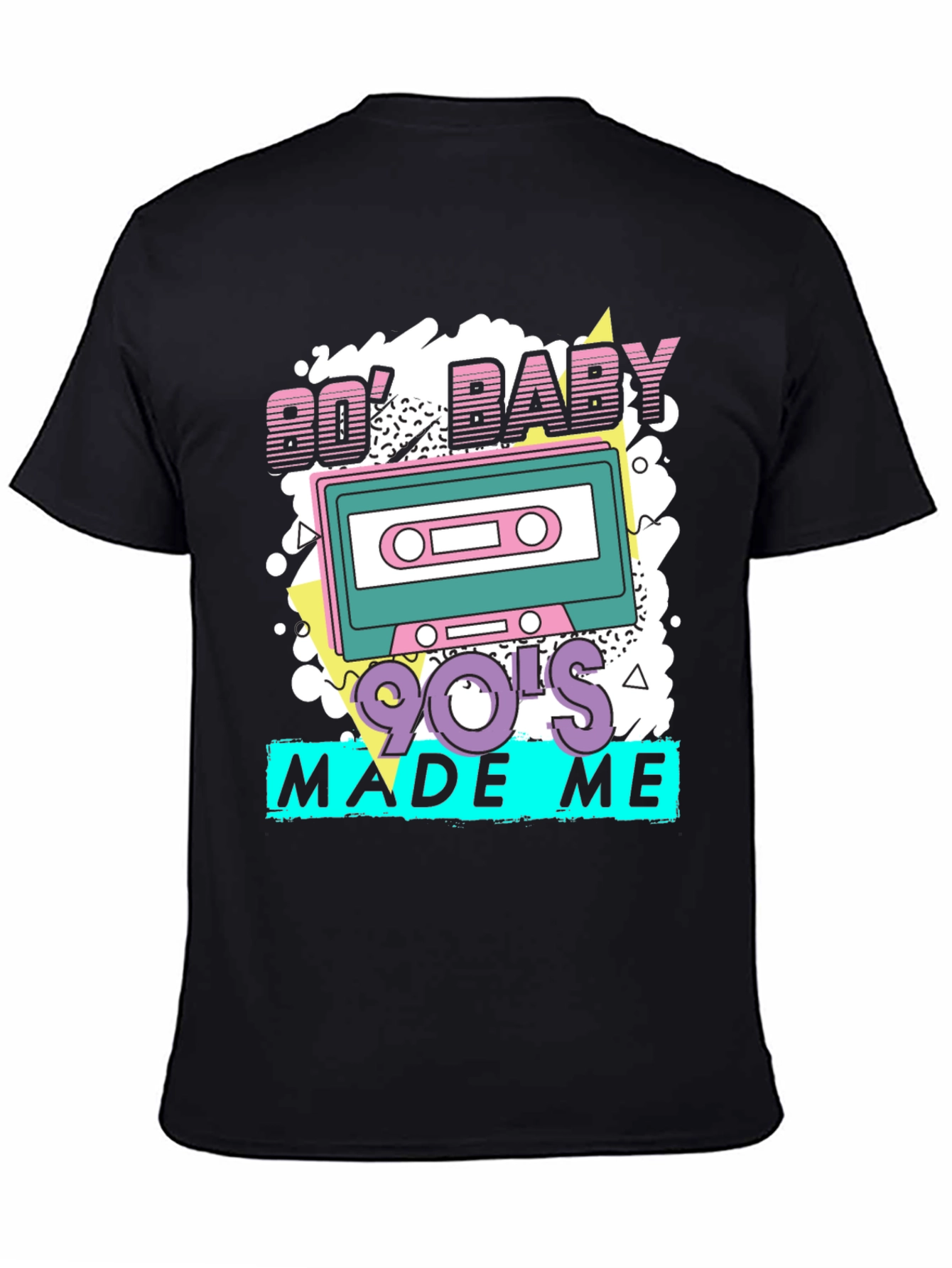 Black Retro '80s Baby '90s Made Me T-Shirt view 4