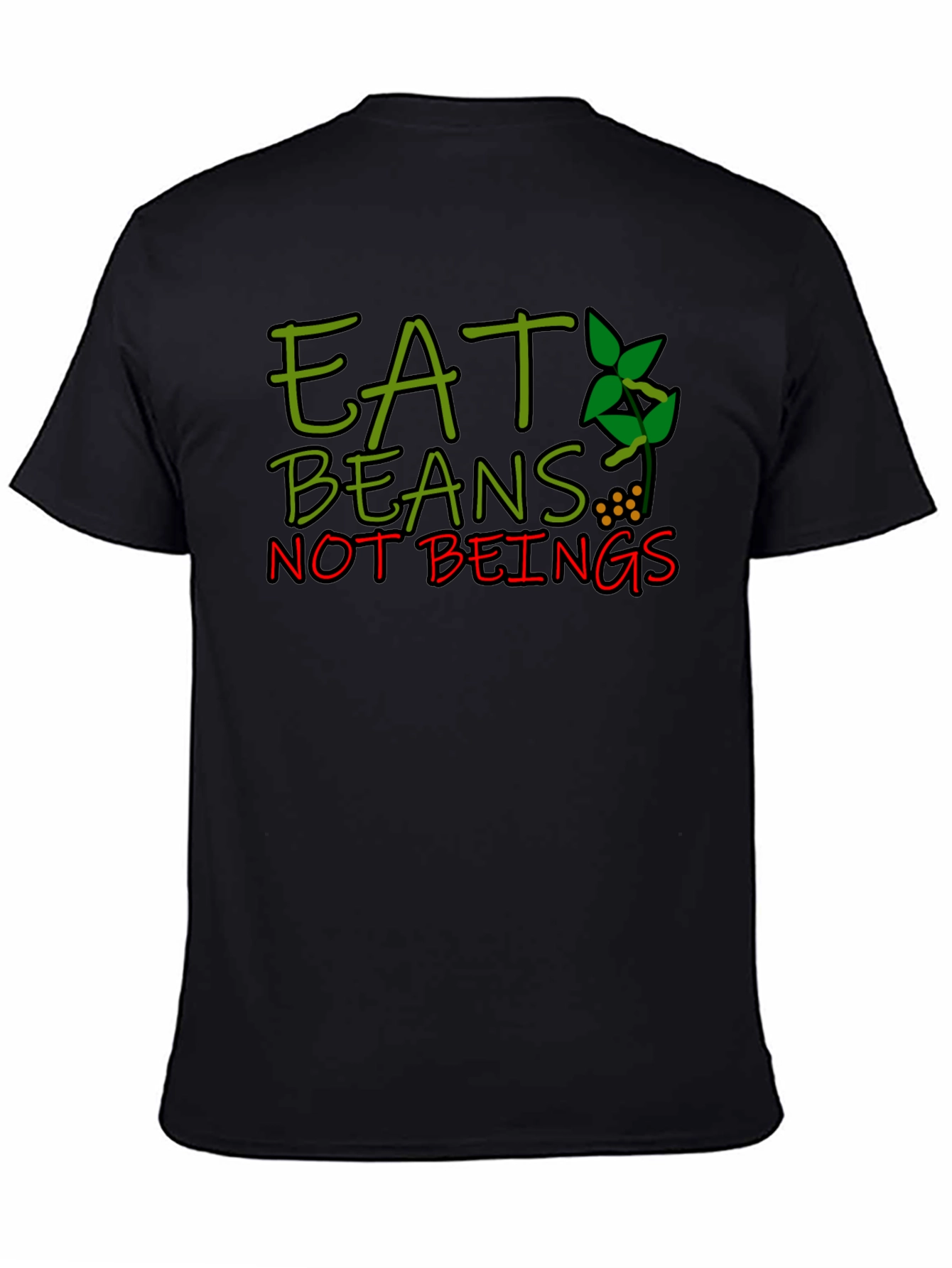 Black Eat Beans Not Beings Graphic T-Shirt view 4