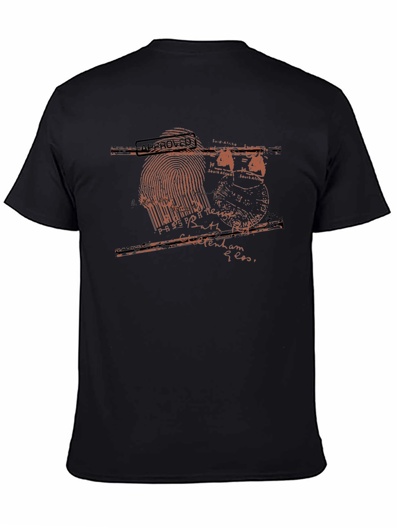 Black Passport Stamp Graphic Black T-Shirt view 4