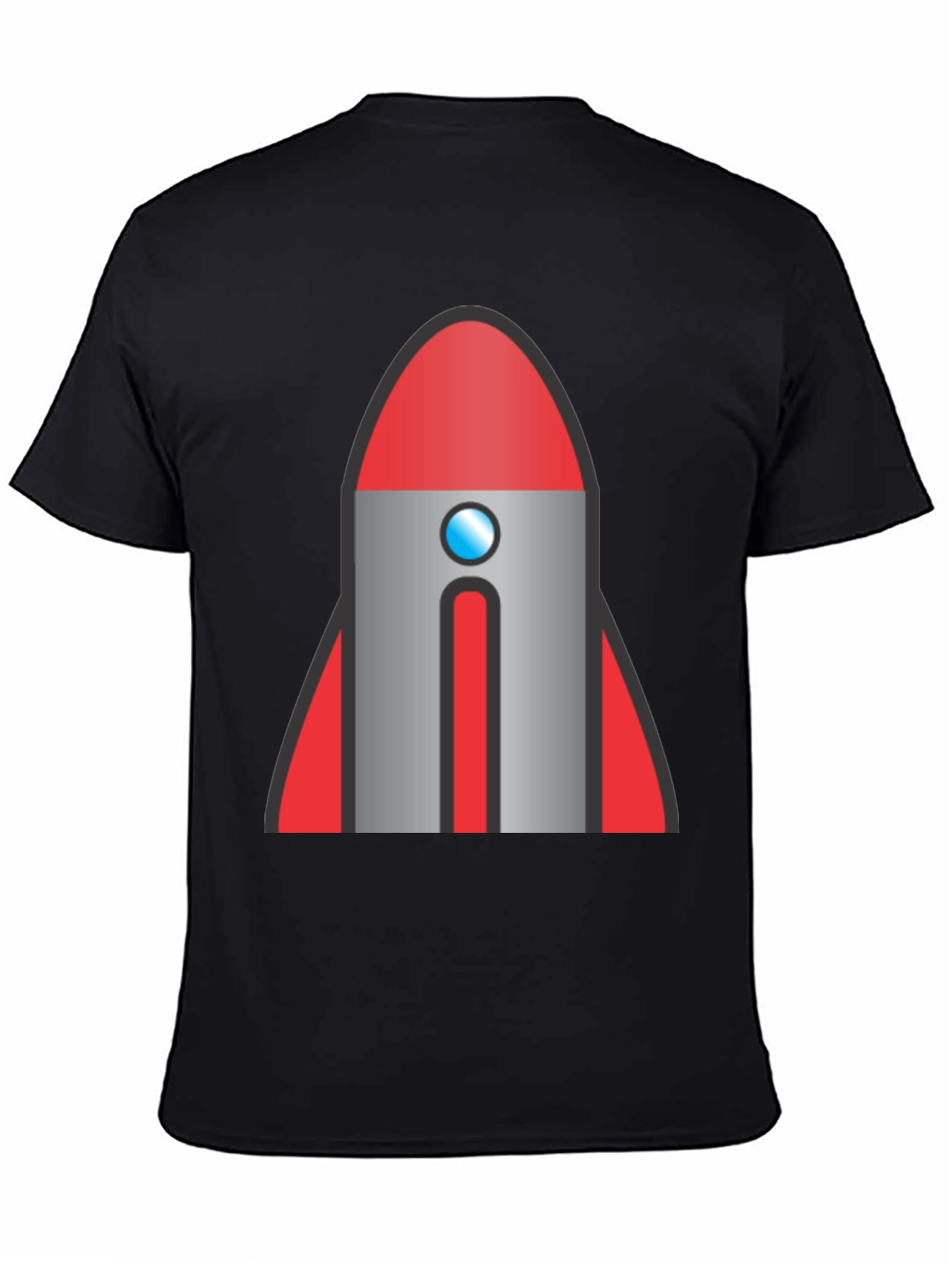 Black Retro Rocket Graphic T-Shirt - Classic Style view 4
