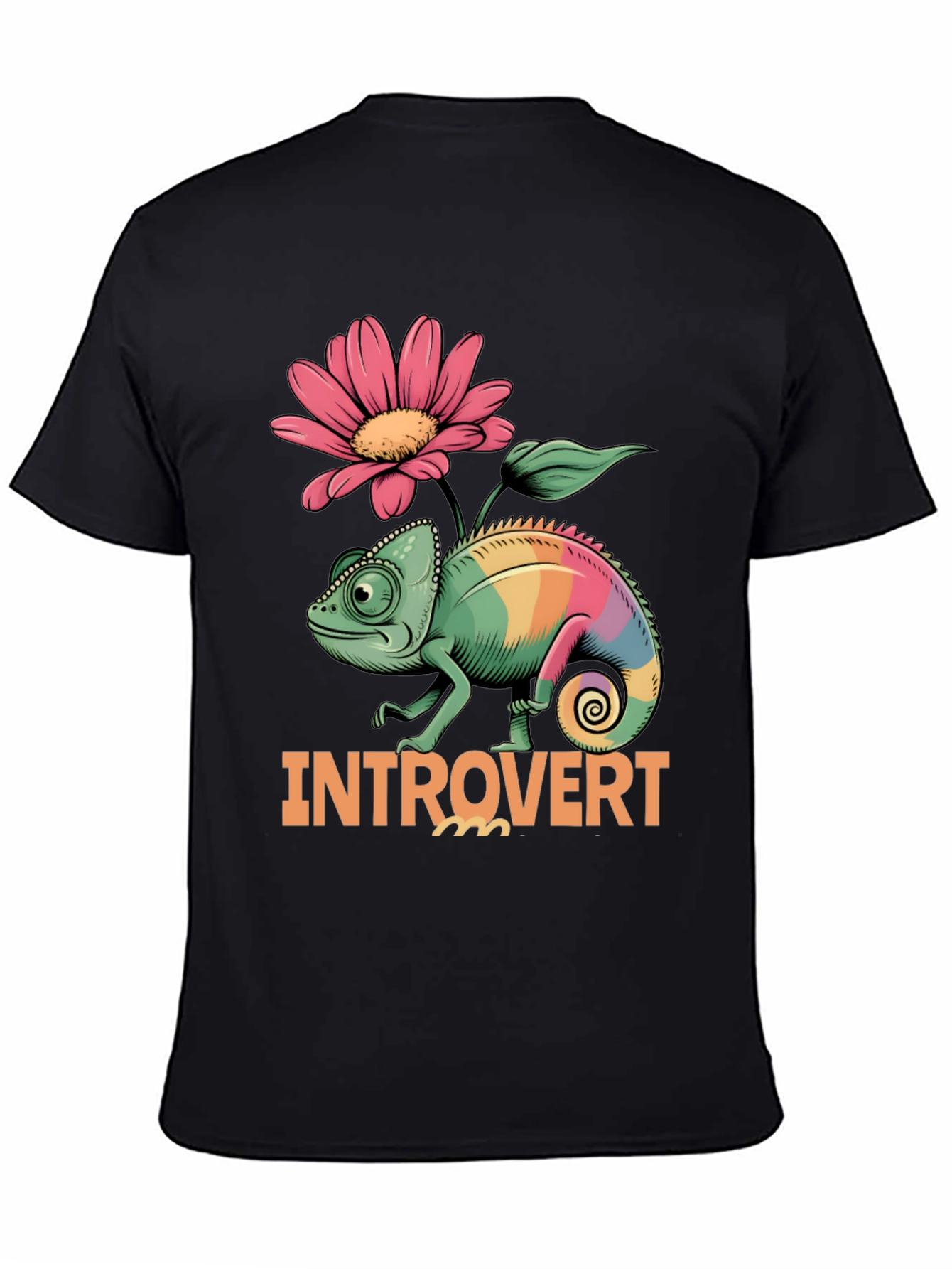 Black Introvert Chameleon Graphic Tee view 4