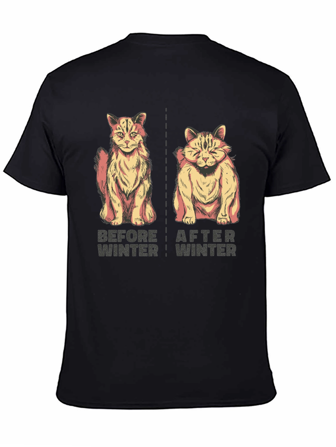 Black Before & After Winter Cat Graphic Tee view 4