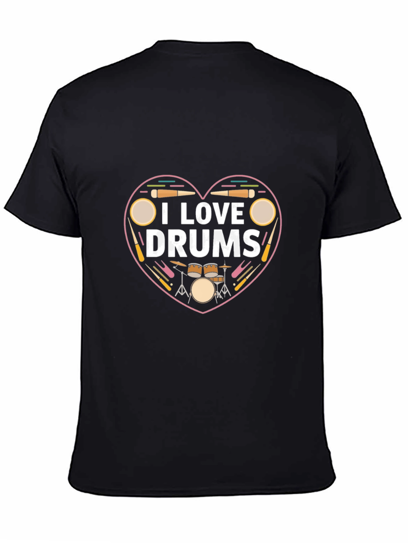 I Love Drums Heart Graphic Tee - Music Lover Shirt - 4