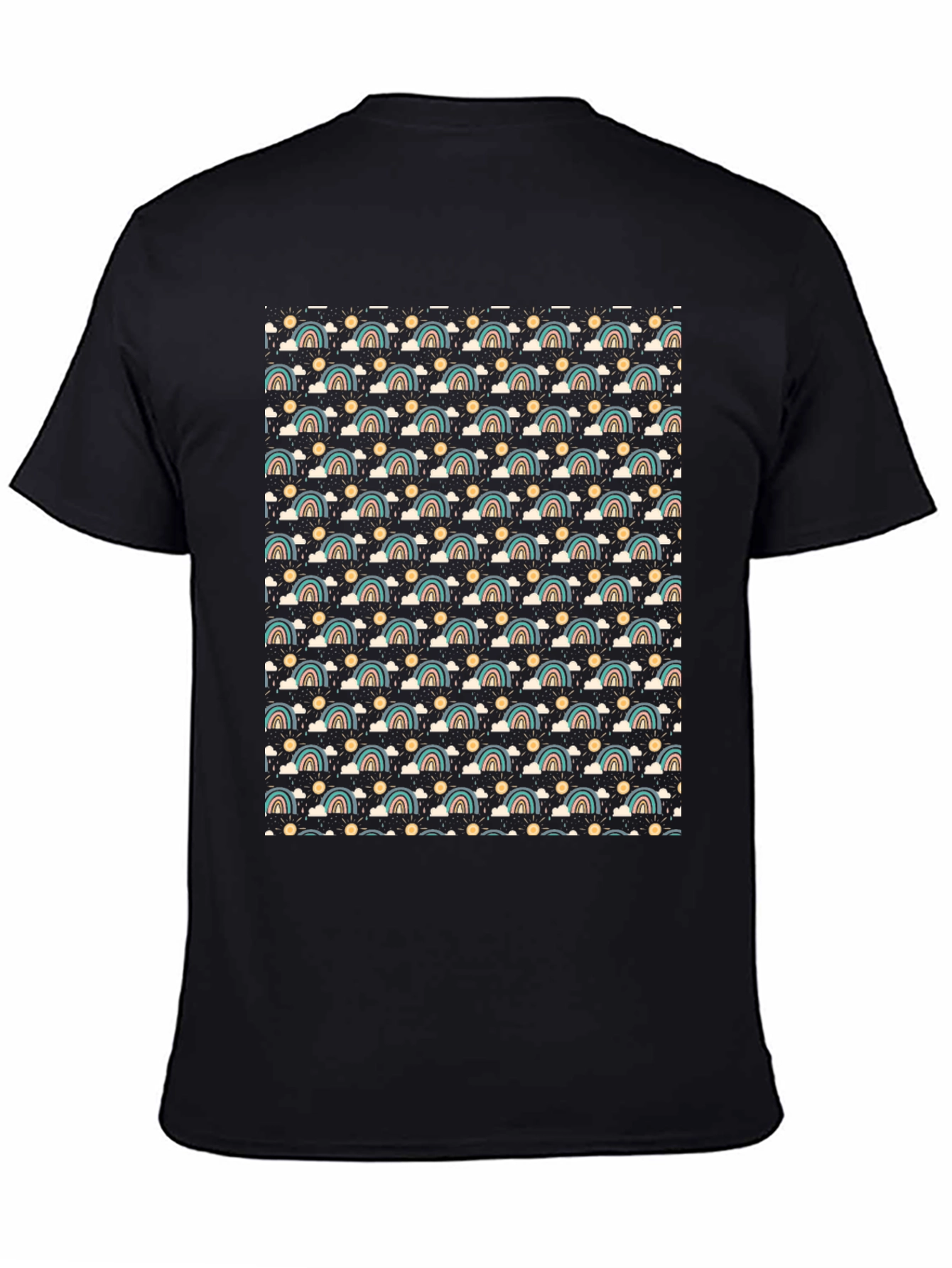 Black Retro Rainbow Pattern T-Shirt view 4