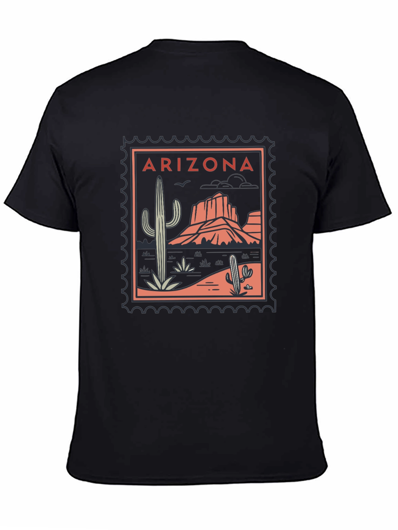Black Arizona Desert Graphic Tee - Black Cotton T-Shirt view 4