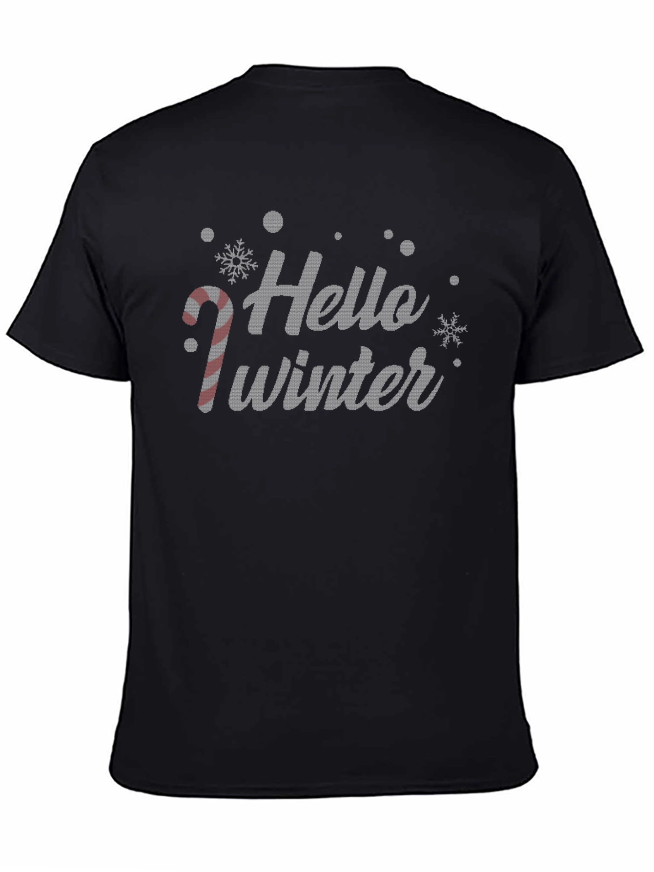 Black Hello Winter Christmas Holiday Graphic Tee view 4