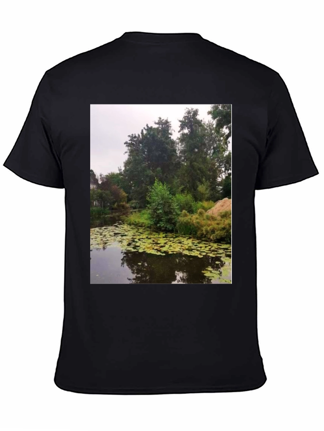 Black Nature Pond Graphic Tee - Men's Black T-Shirt view 4