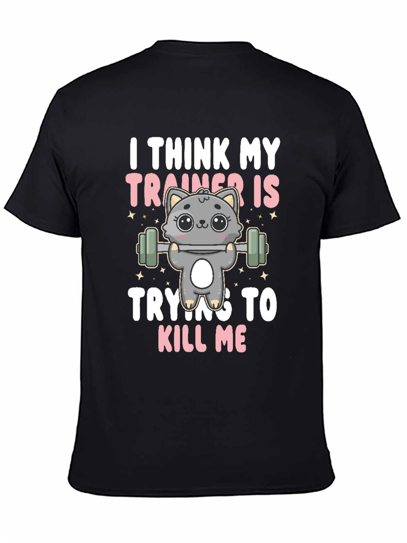 Black Funny Cat Trainer T-Shirt view 4
