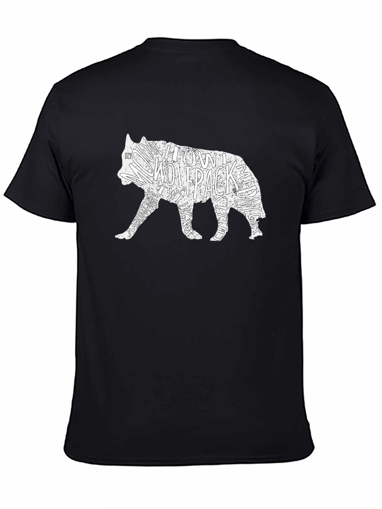 Black Wolfpack Graphic T-Shirt - Black Crew Neck Tee view 4