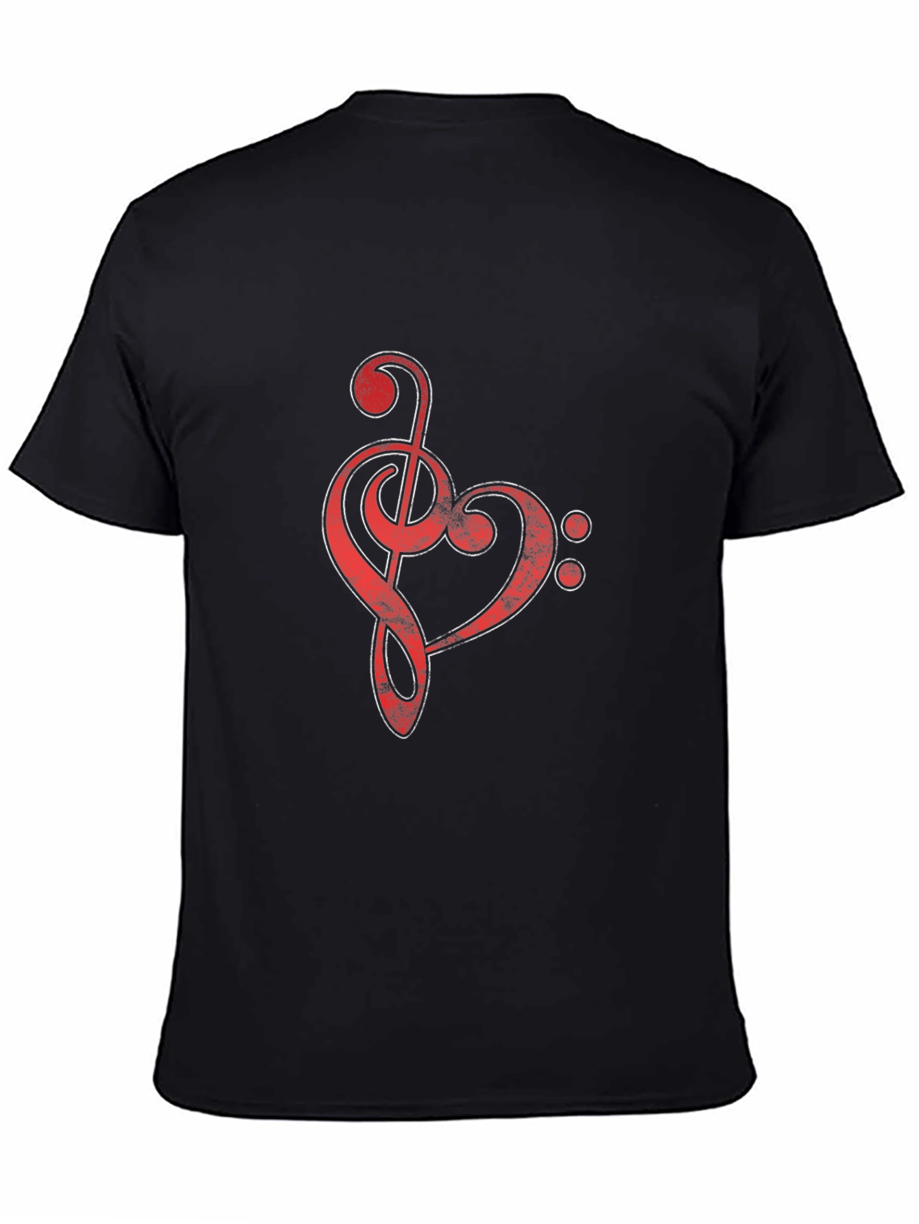 Black Red Music Heart Graphic Black T-Shirt view 4