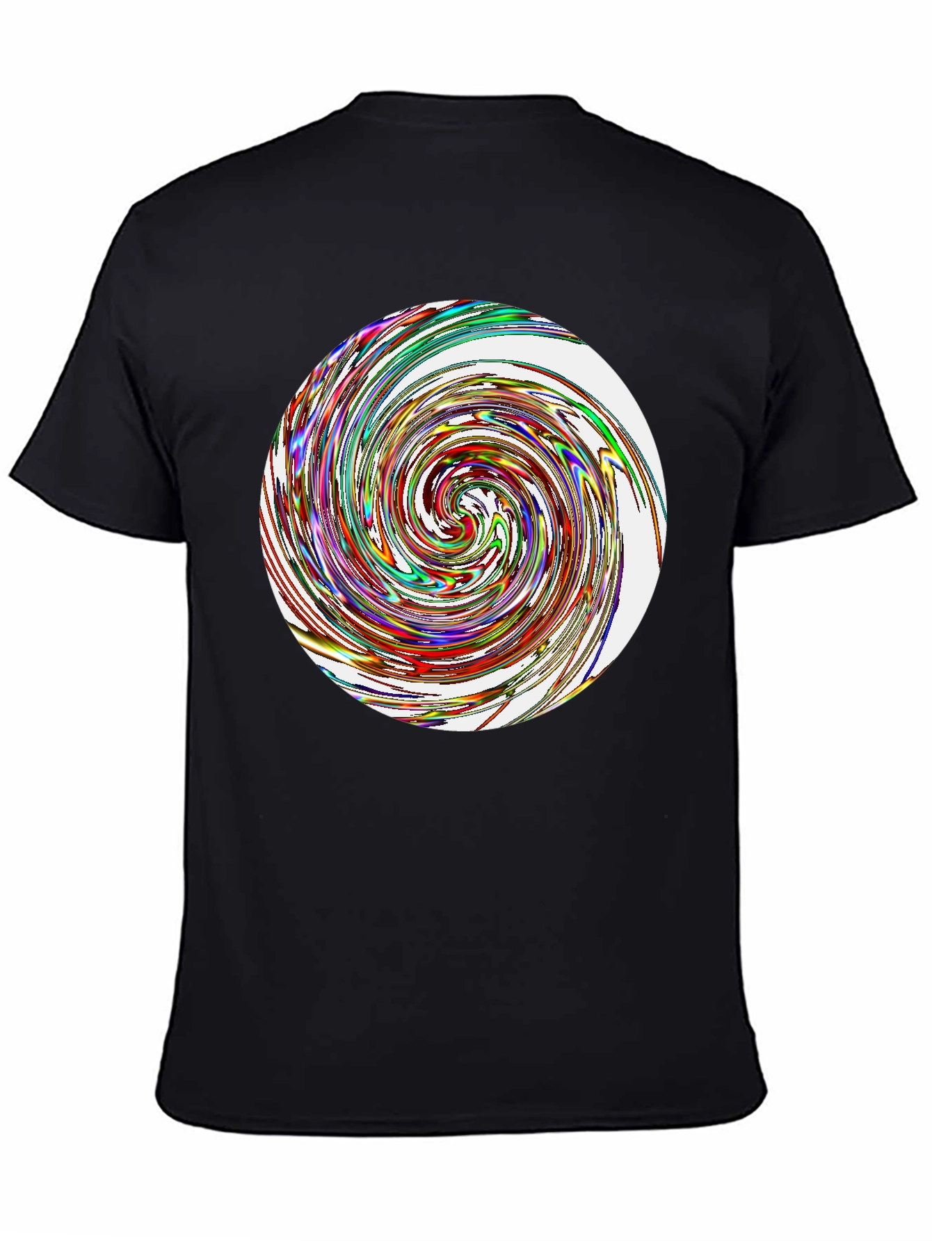 Black Abstract Swirl Graphic Tee - Black Cotton Blend T-Shirt view 4